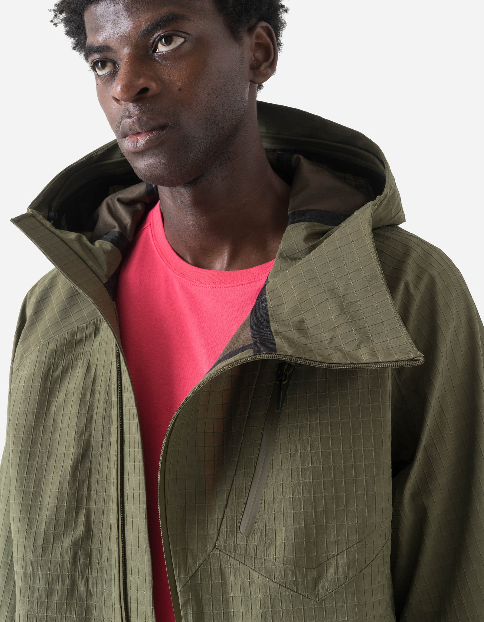 7610 Recycled Nylon Asym Storm Parka Olive OG-107F
