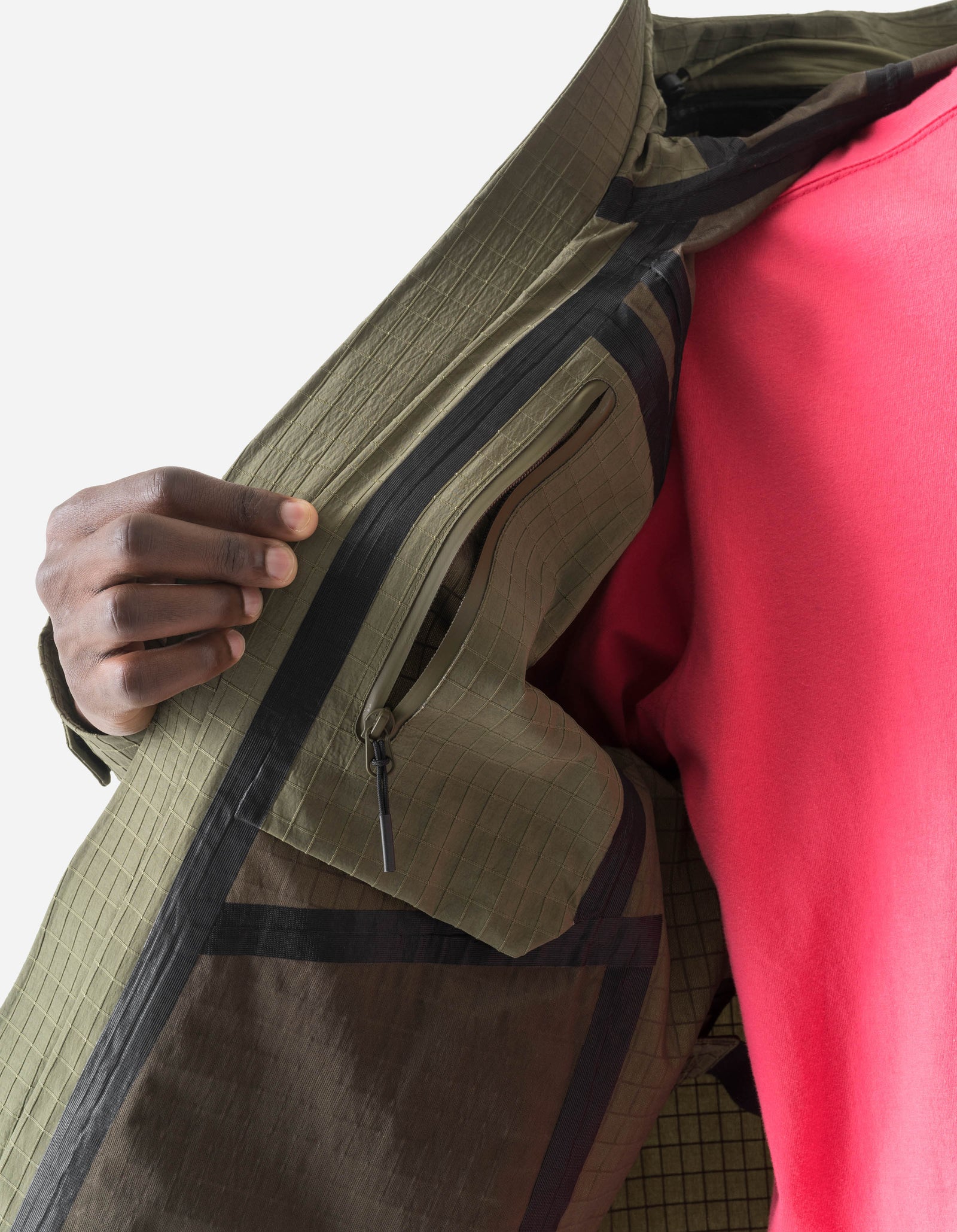 7610 Recycled Nylon Asym Storm Parka Olive OG-107F