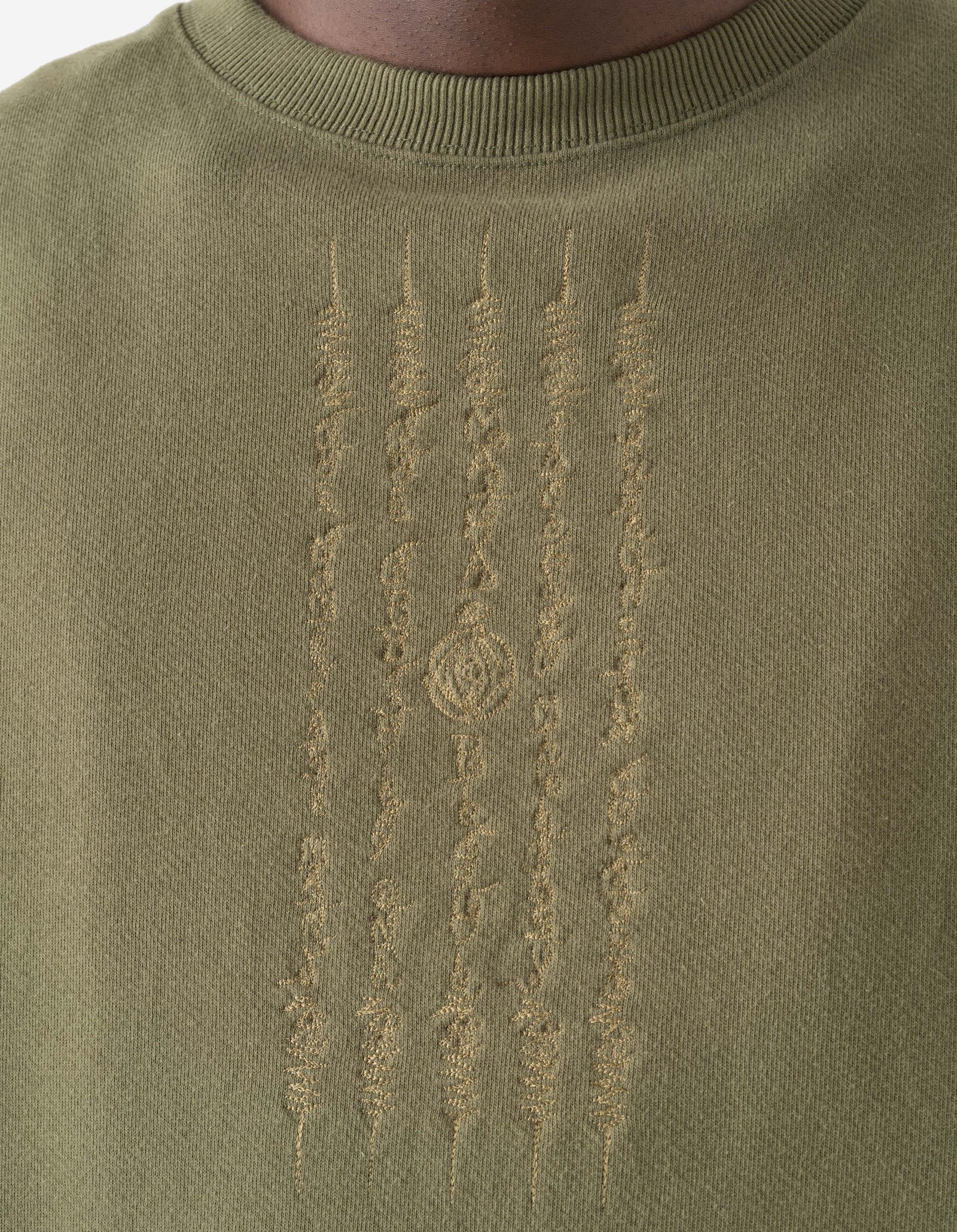 7687 Thai Hilltribe Crew Sweat Olive OG-107F