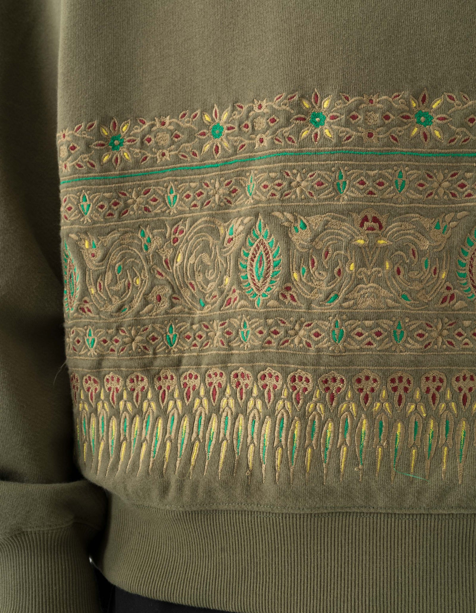 7687 Thai Hilltribe Crew Sweat Olive OG-107F