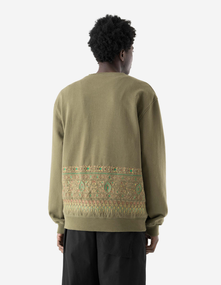 7687 Thai Hilltribe Crew Sweat Olive OG-107F