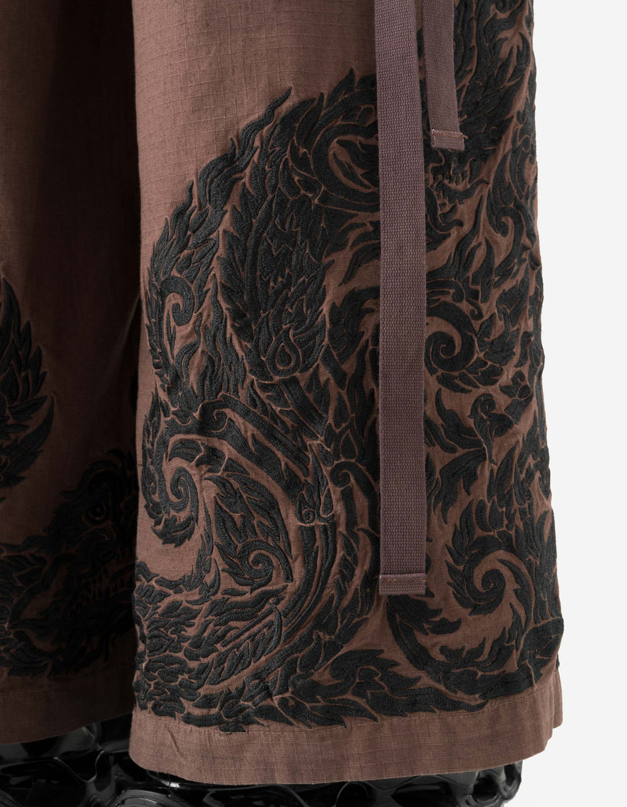 7688 Thai Temple Cropped Hakama Earth Brown