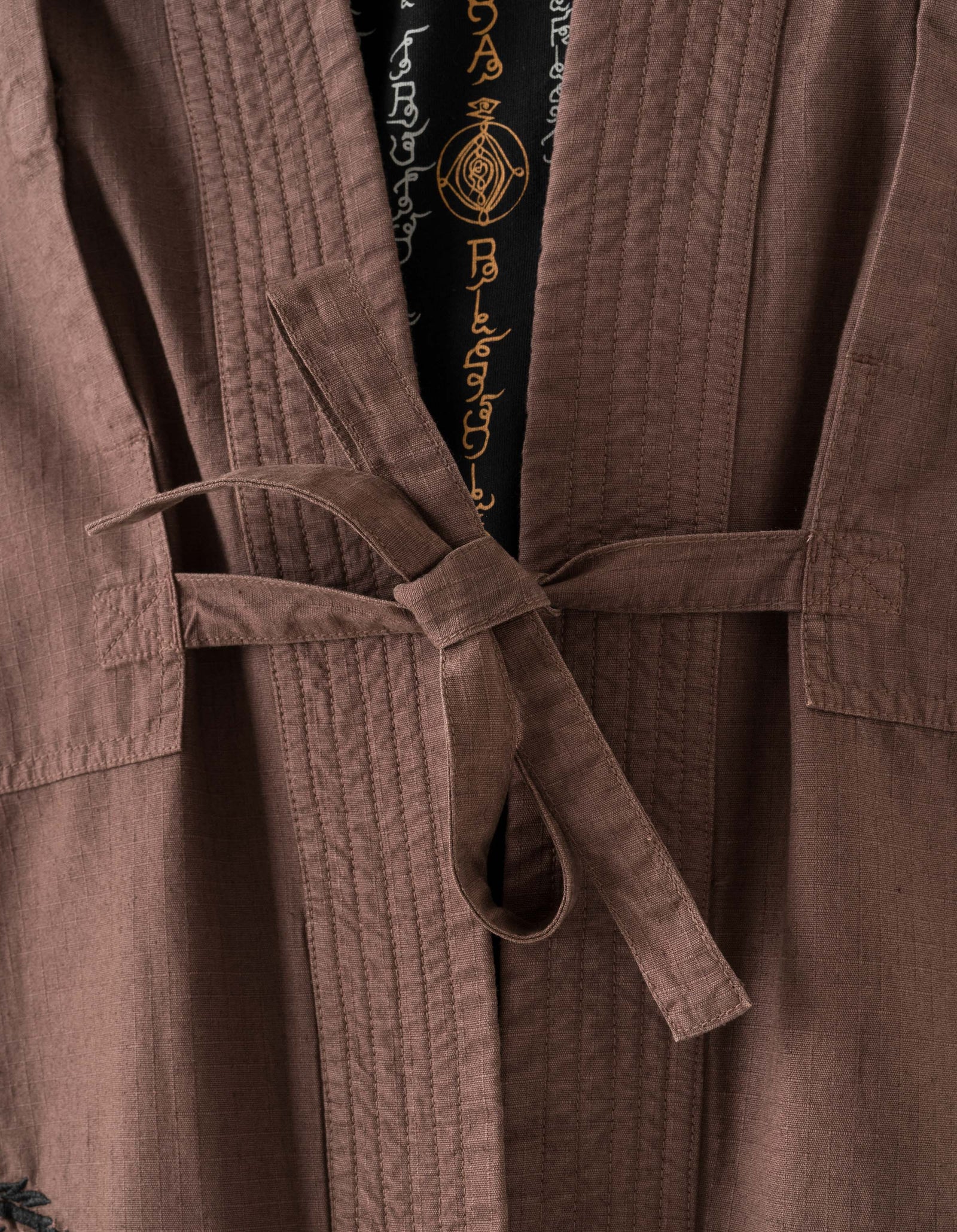 7689 Thai Temple Hanten Shirt Earth Brown