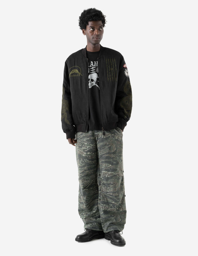 7728 World Tour Map Sukajan Jacket Black