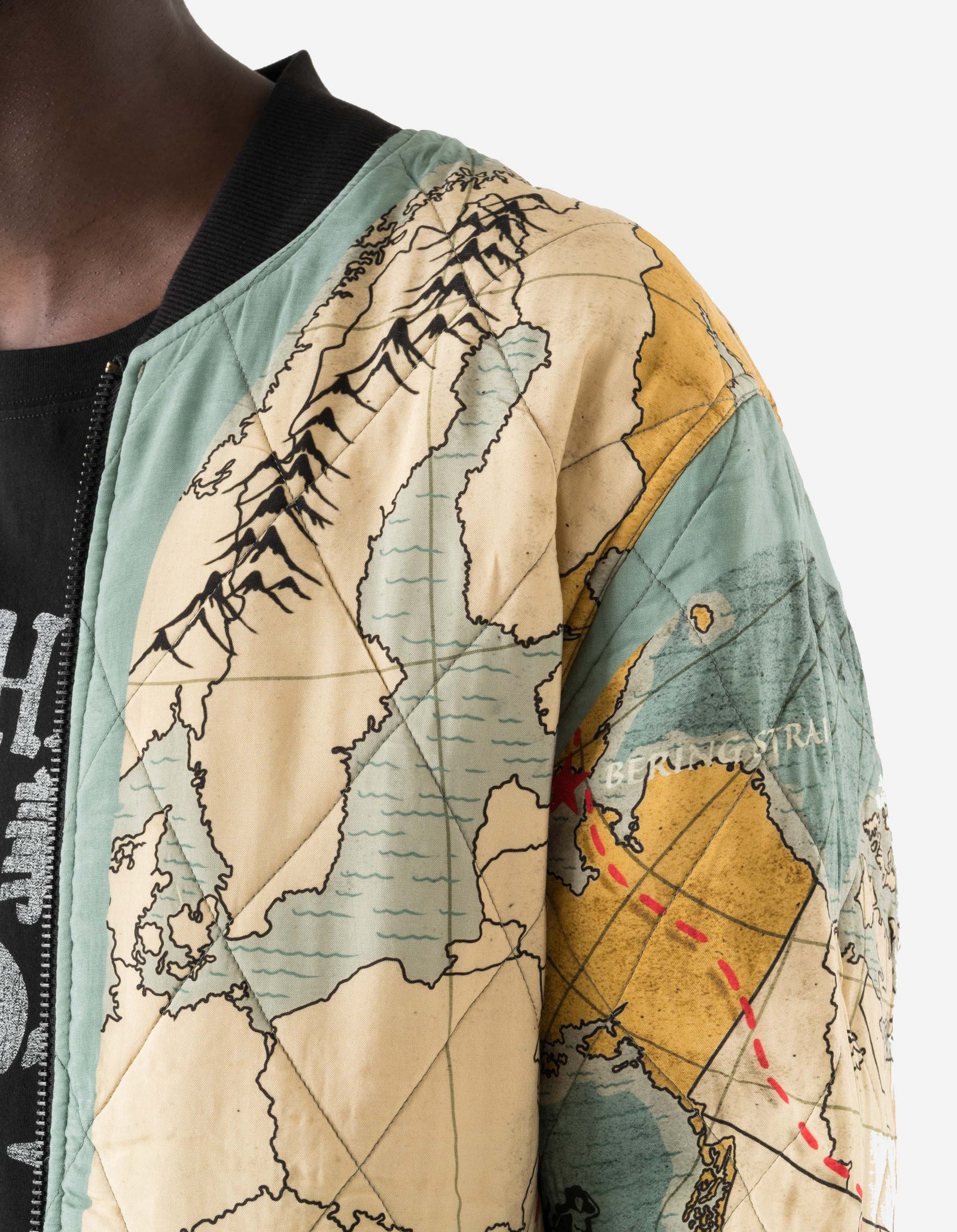 7728 World Tour Map Sukajan Jacket Black