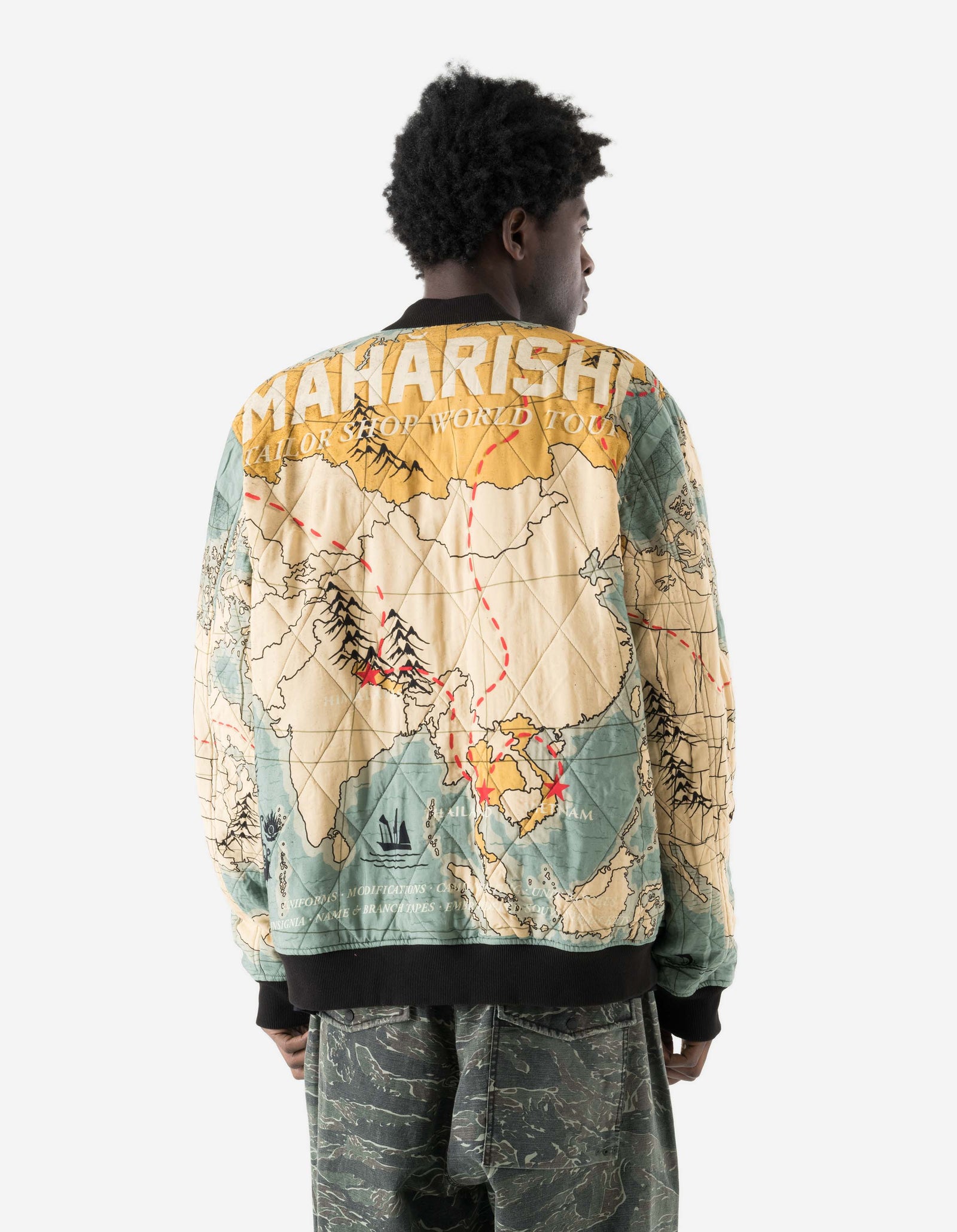7728 World Tour Map Sukajan Jacket Black