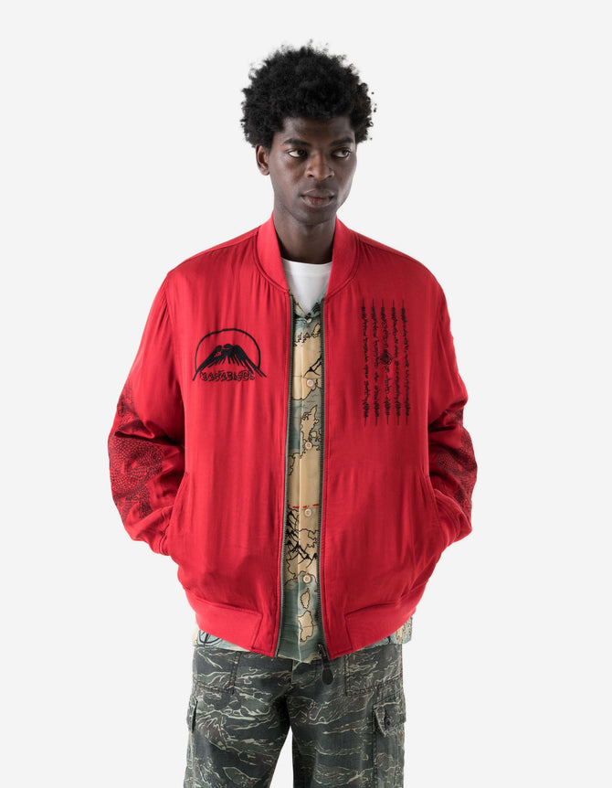 7728 World Tour Map Sukajan Jacket Red