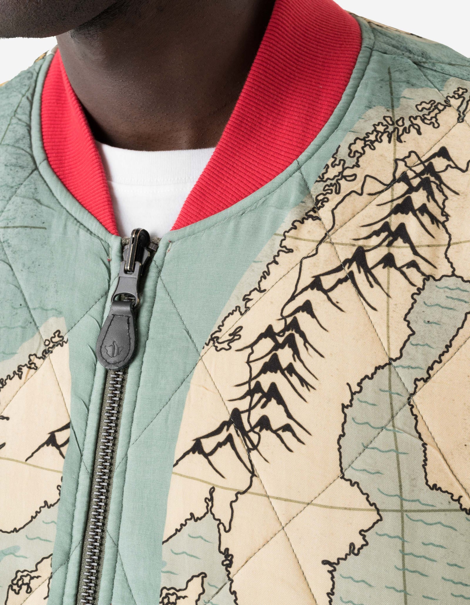 7728 World Tour Map Sukajan Jacket Red