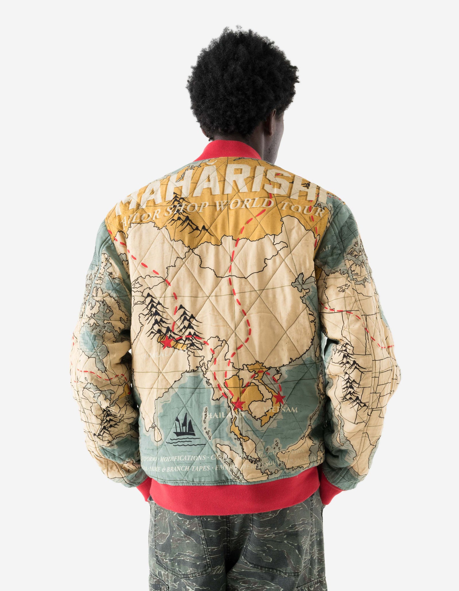 7728 World Tour Map Sukajan Jacket Red