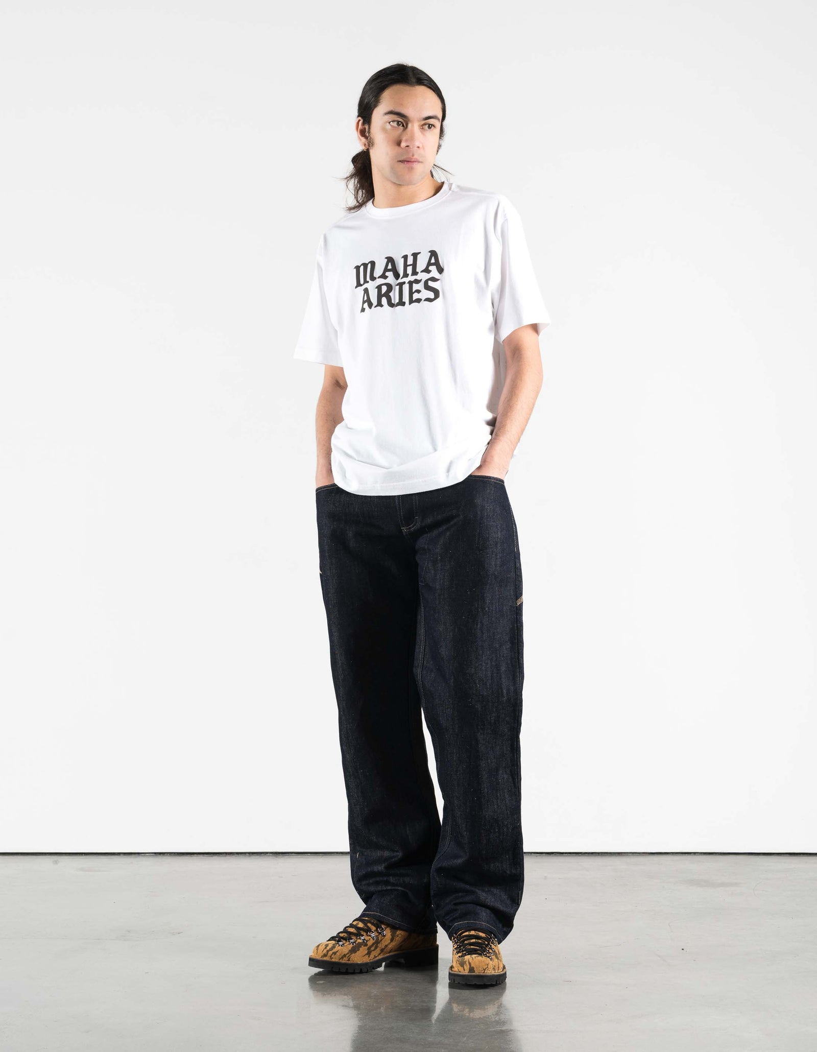 7745 Maha Aries Organic Zodiac T-Shirt White