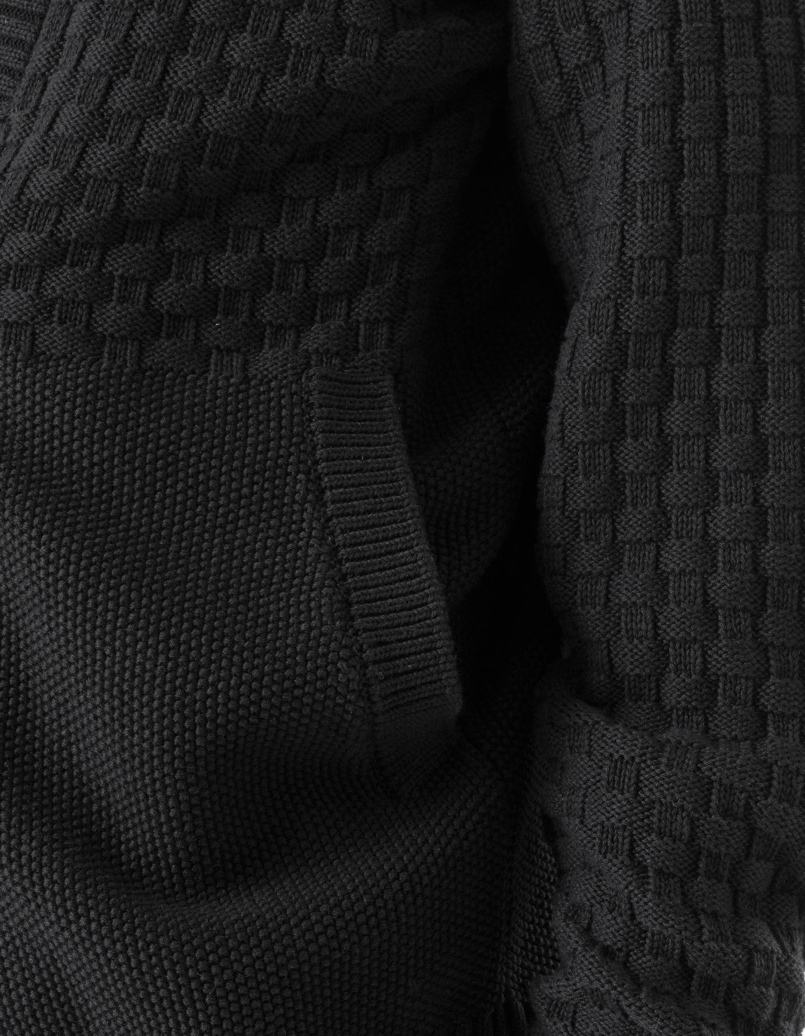 7577 Hemp Knitted Hanten Kimono Black