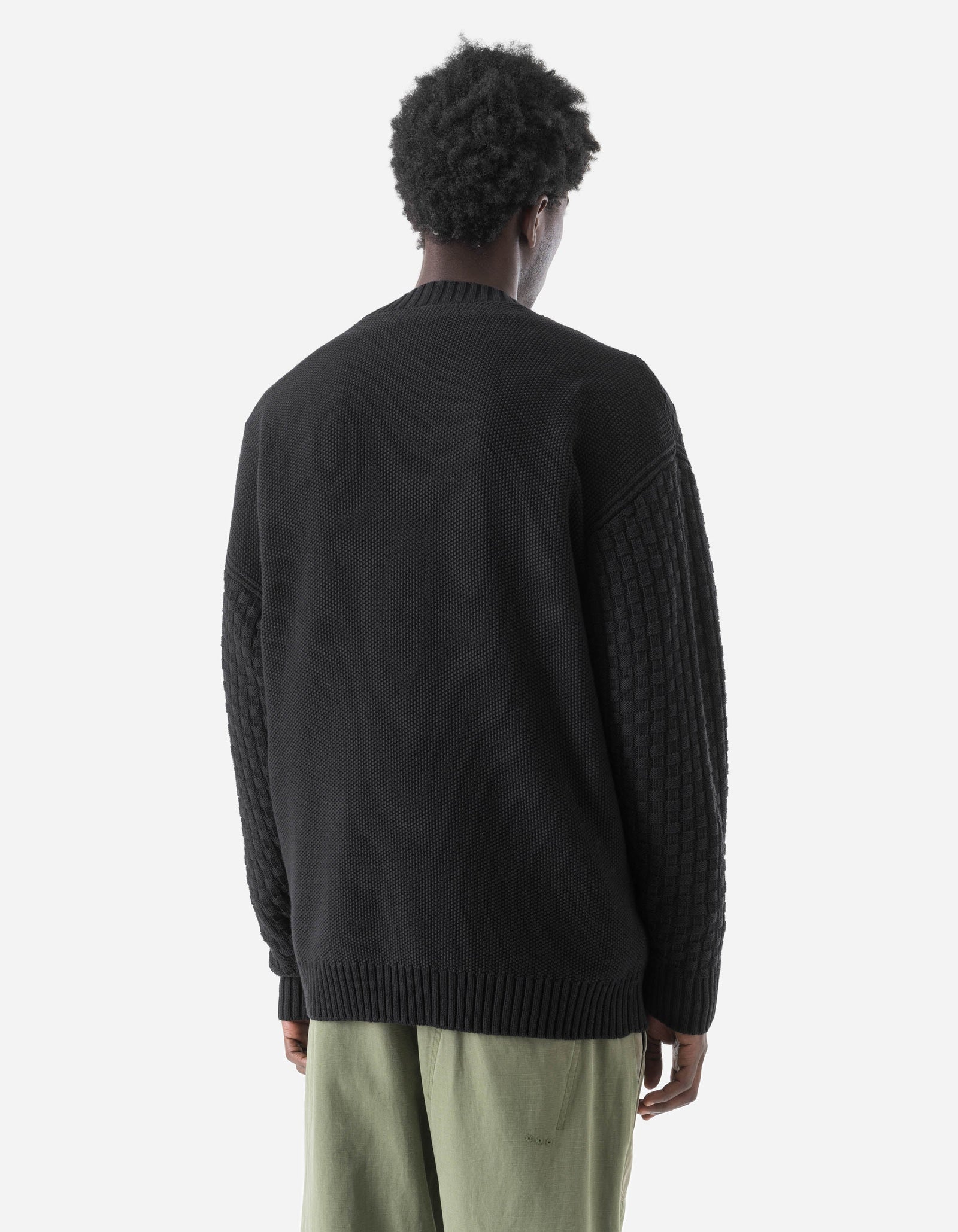 7577 Hemp Knitted Hanten Kimono Black