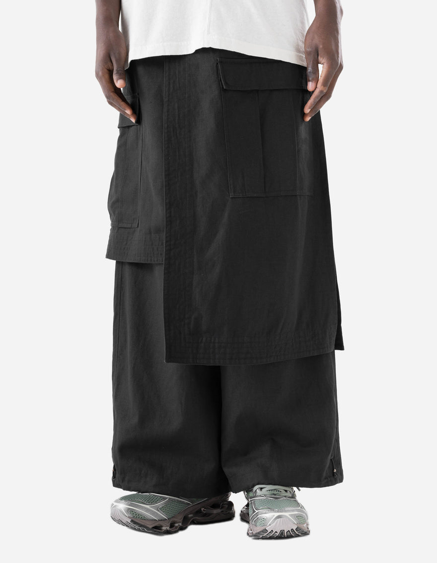 7232 Kirin Asym Cargo Hakama Pants Black