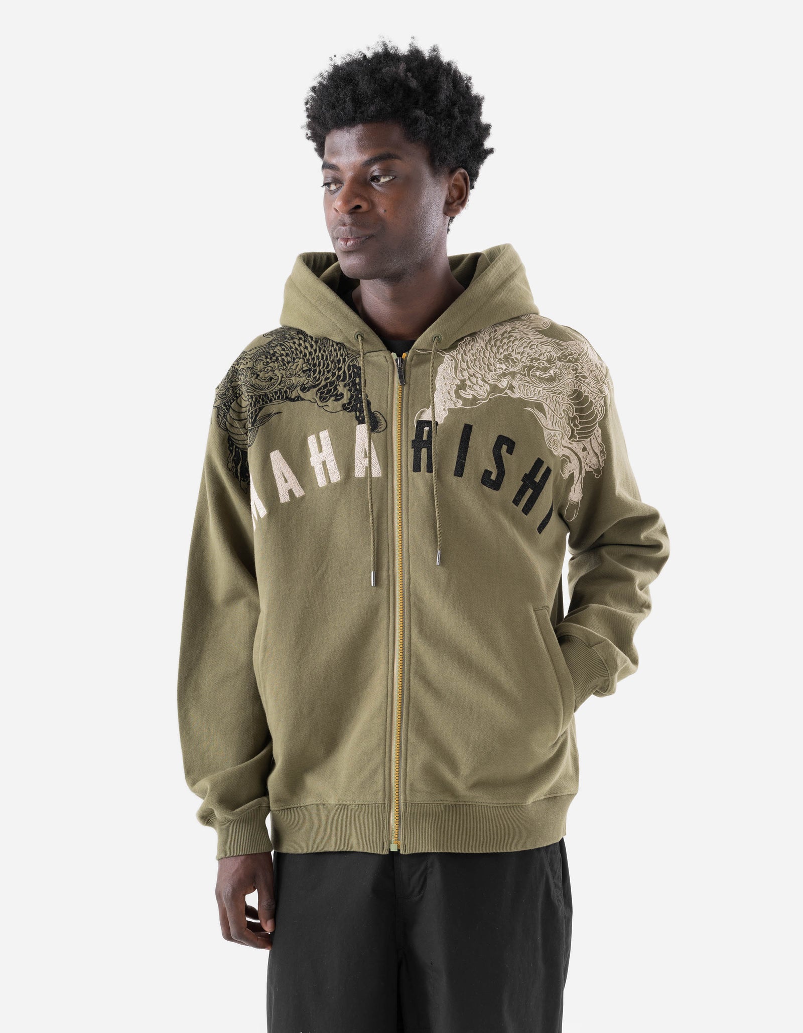 7234 Kirin Zip Through Hooded Sweat Olive OG-107F