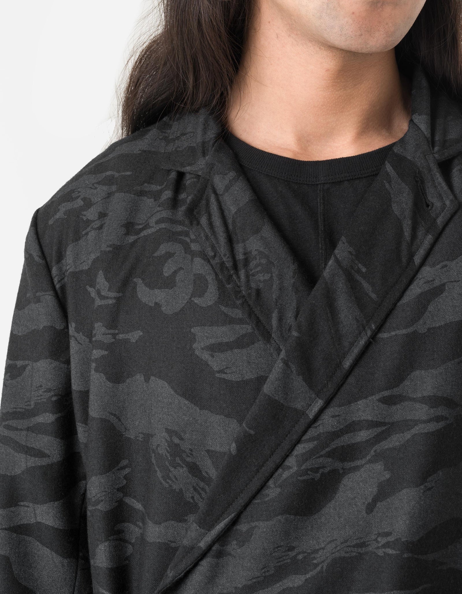 7151 Bonsai Tigerstripe Kimono Blazer Black