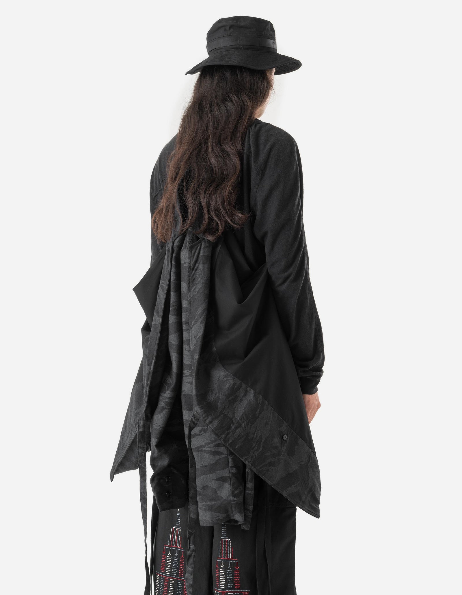 7151 Bonsai Tigerstripe Kimono Blazer Black