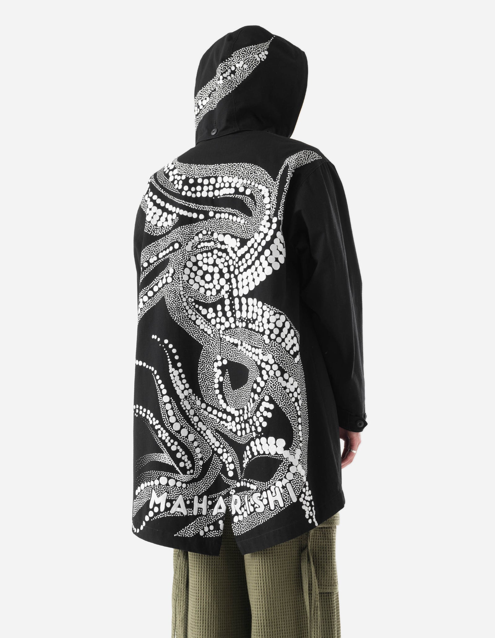 6123 Fubuki Dragon Embroidered Kimono Parka Black