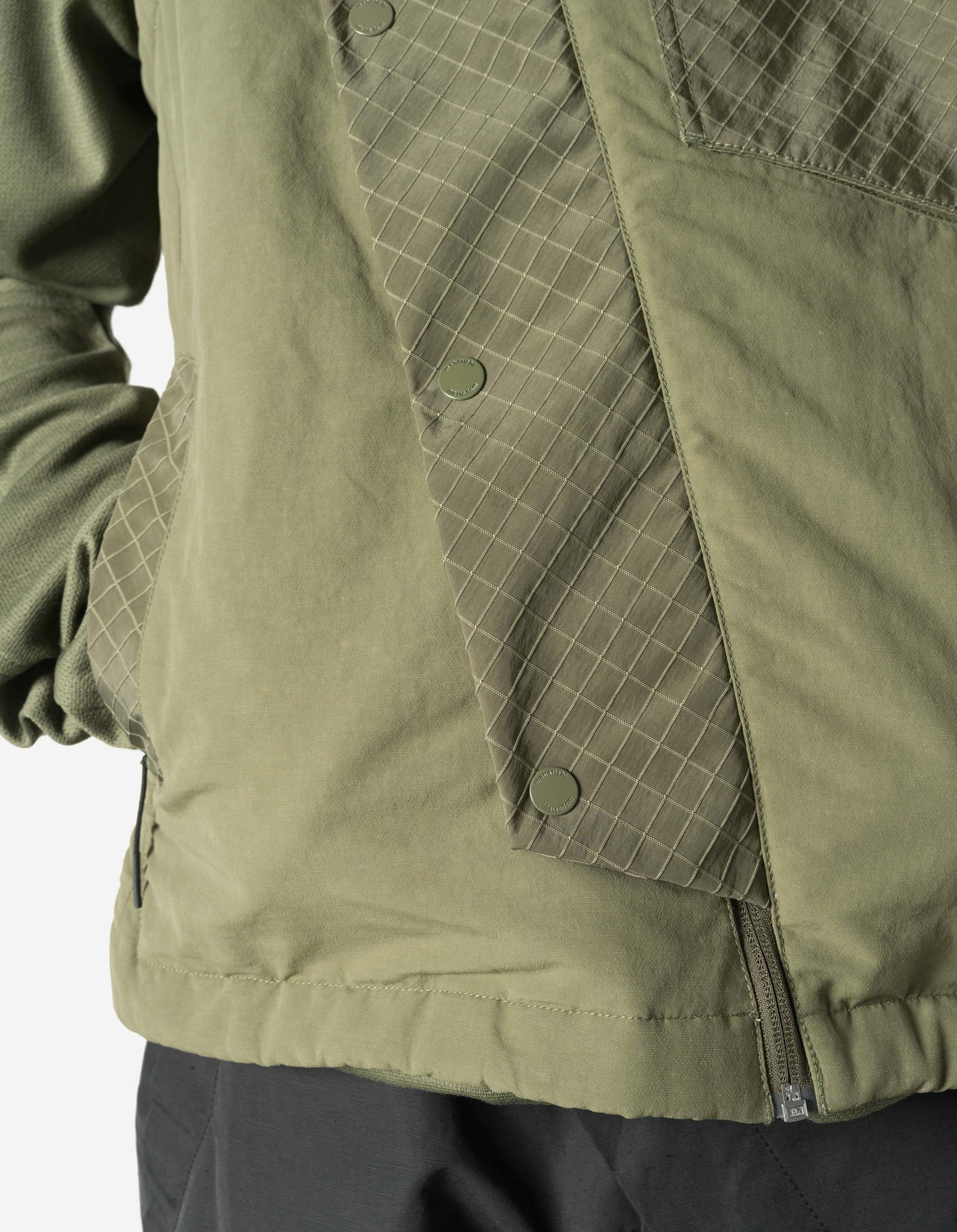 7581 DWR Hemp Light Padded Asym Vest Olive OG-107F