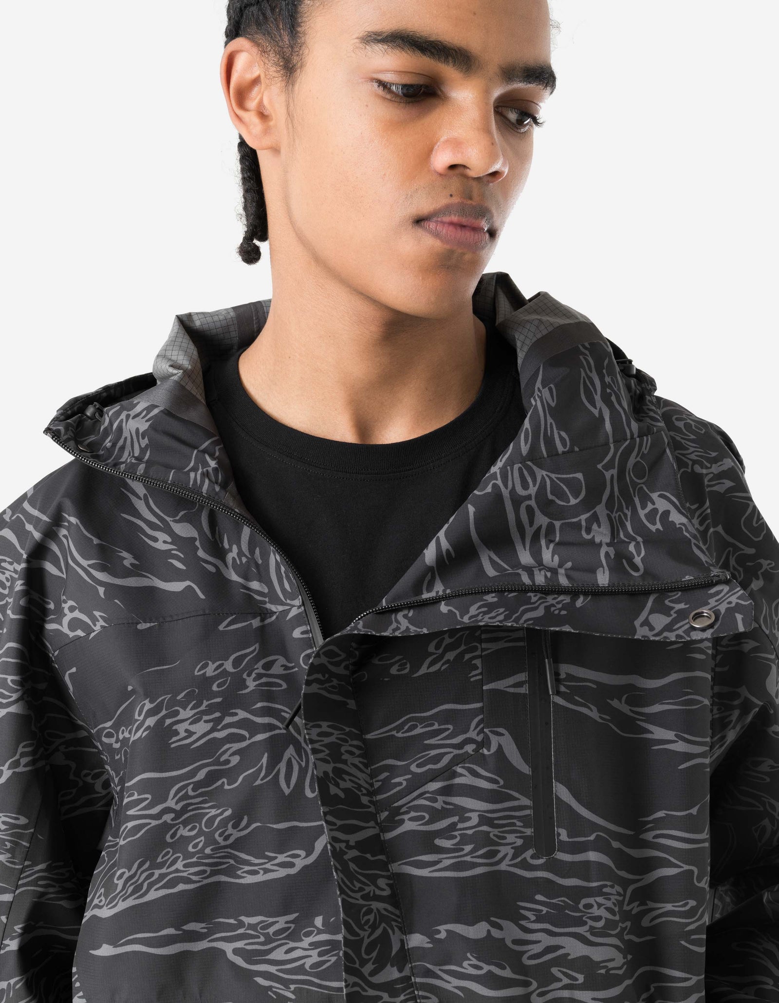 7274 Bonsai Tigerstripe Asym Parka Subdued Night