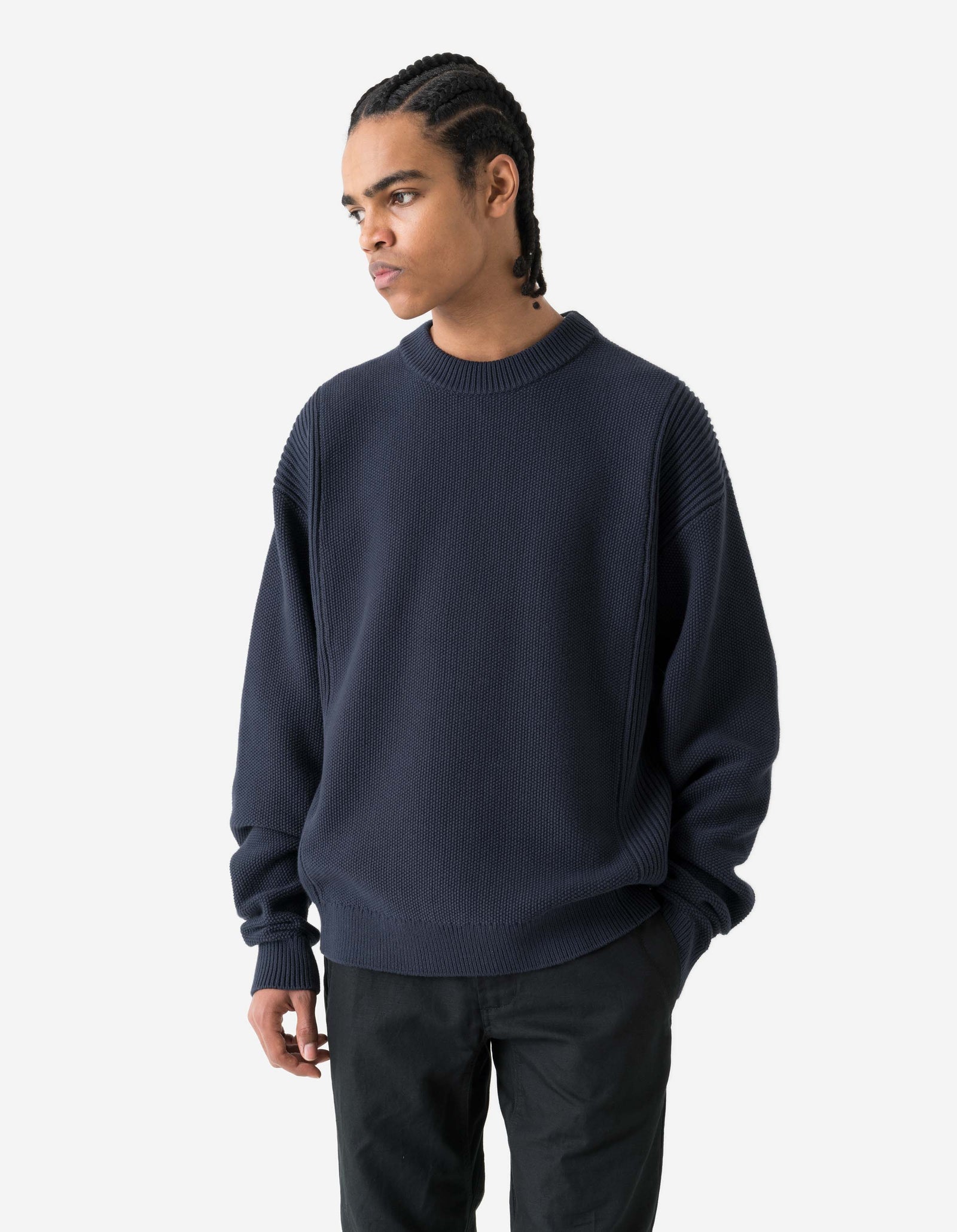 7273 Maharishi Knitted Crew Navy