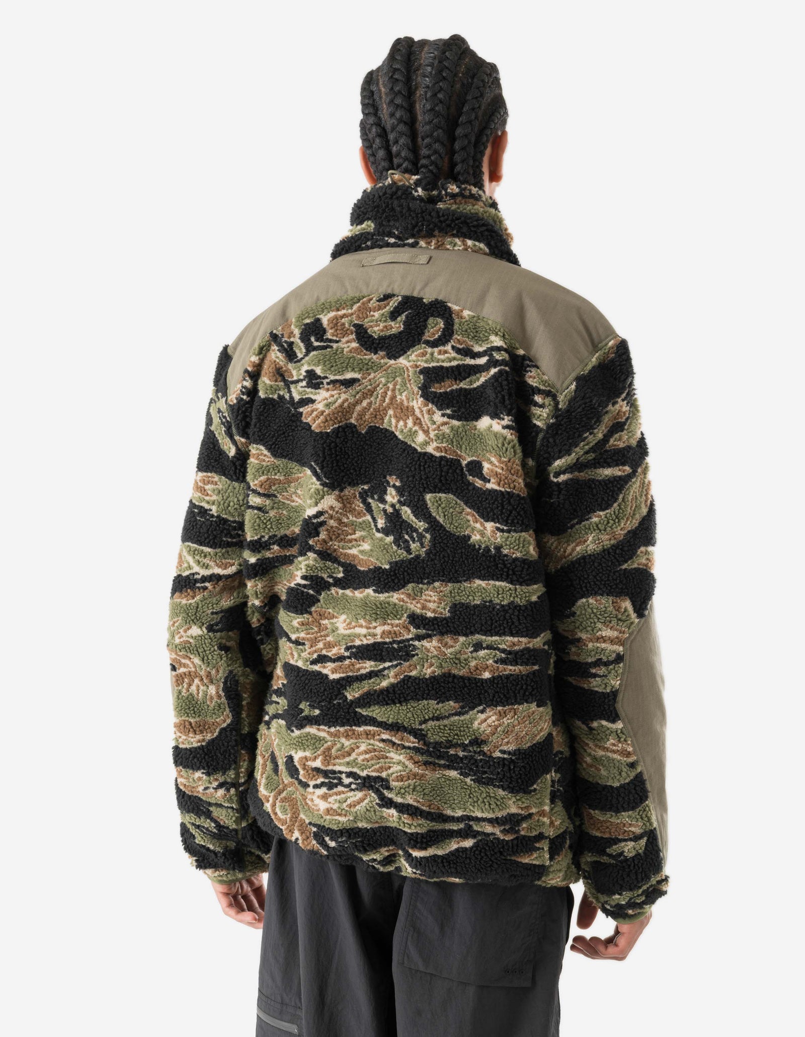 7275 Camo Asym Sherpa Fleece Jacket Mint Gold