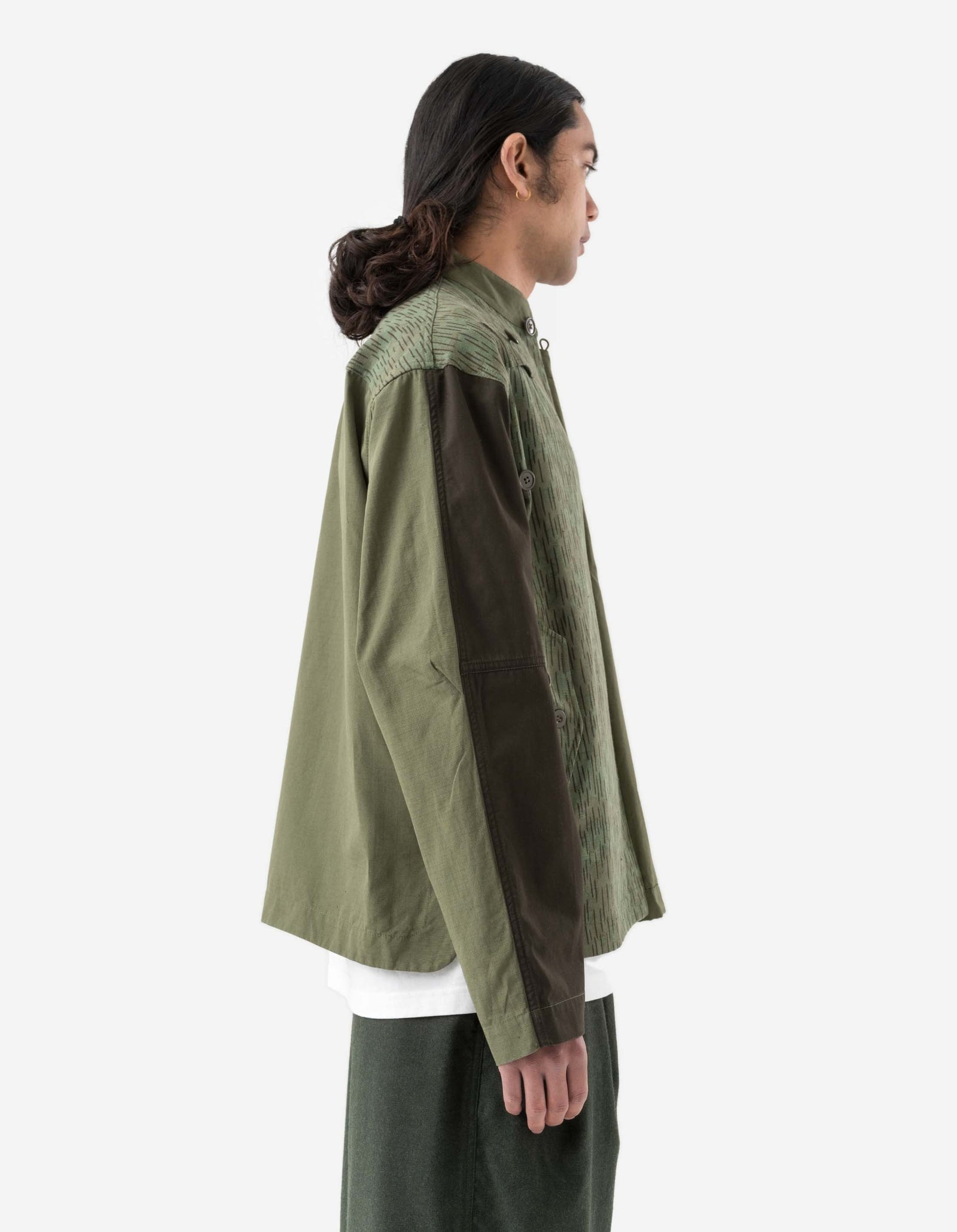 6084 Upcycled Monk Shirt Olive