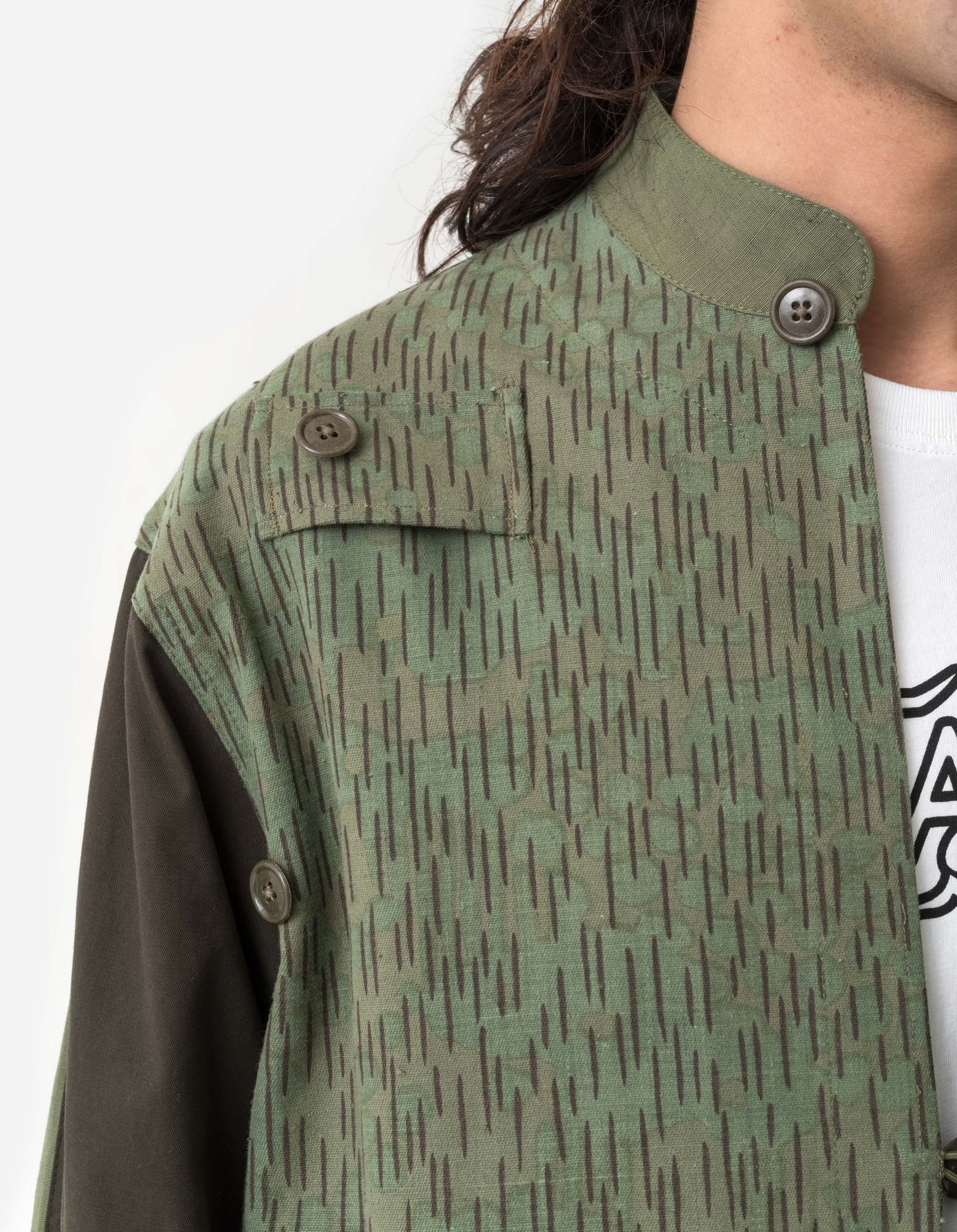 6084 Upcycled Monk Shirt Olive