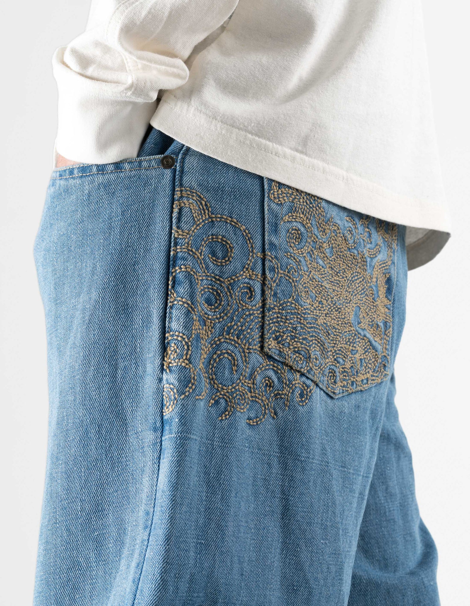 7383 Rising Dragon Hemp Jeans Washed Indigo