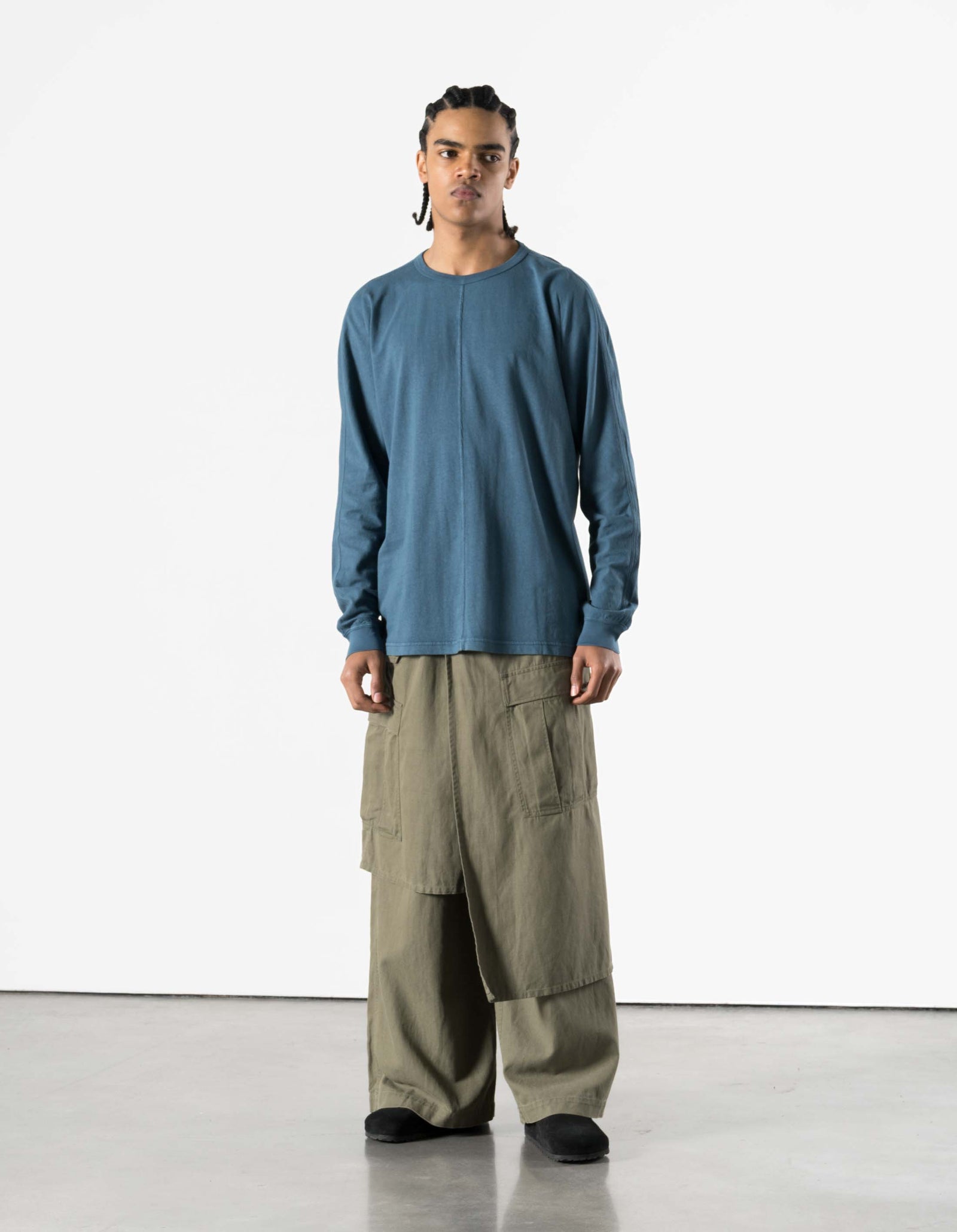 5245 Hemp Cross Loose L/S T-Shirt Airforce Blue