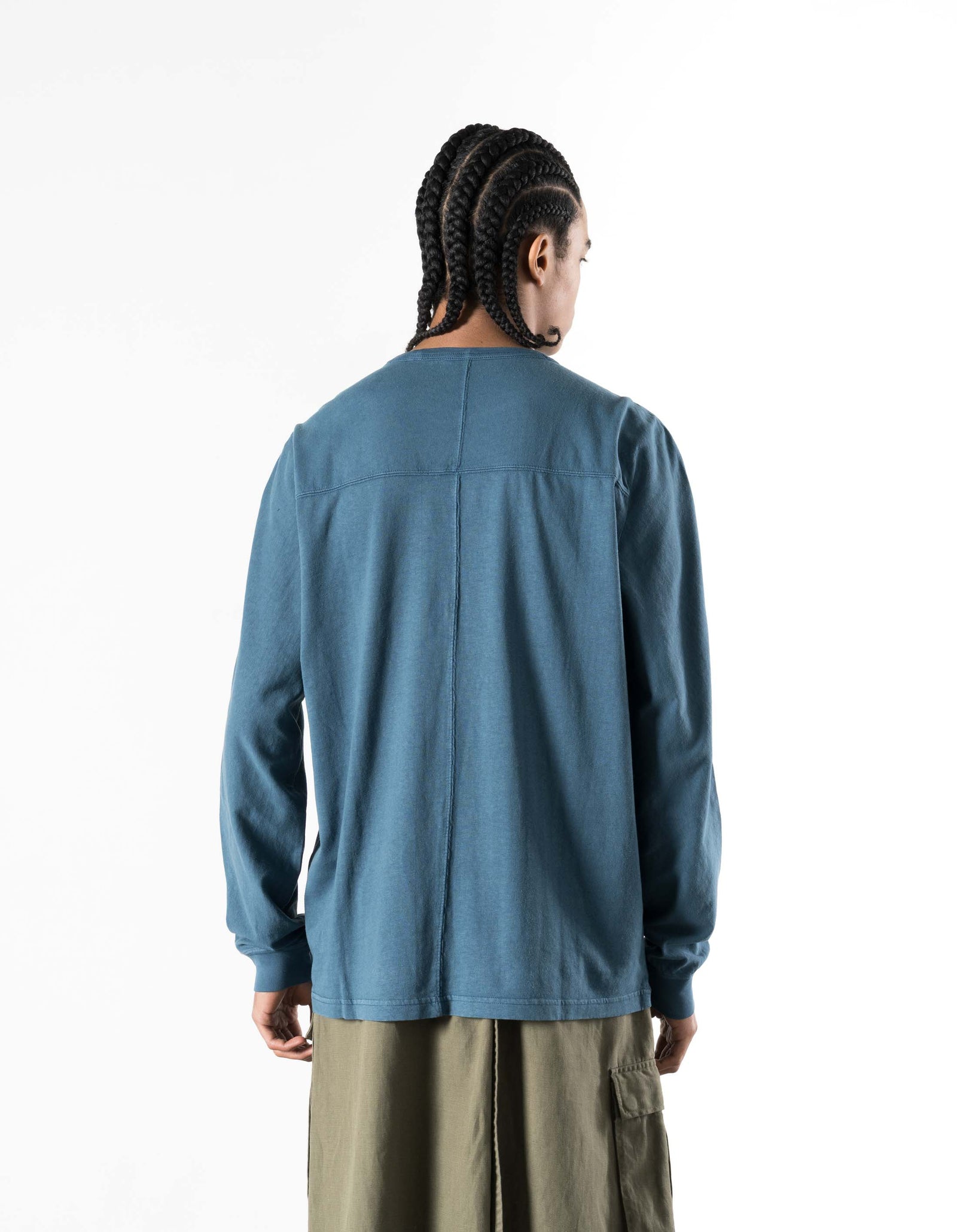 5245 Hemp Cross Loose L/S T-Shirt Airforce Blue