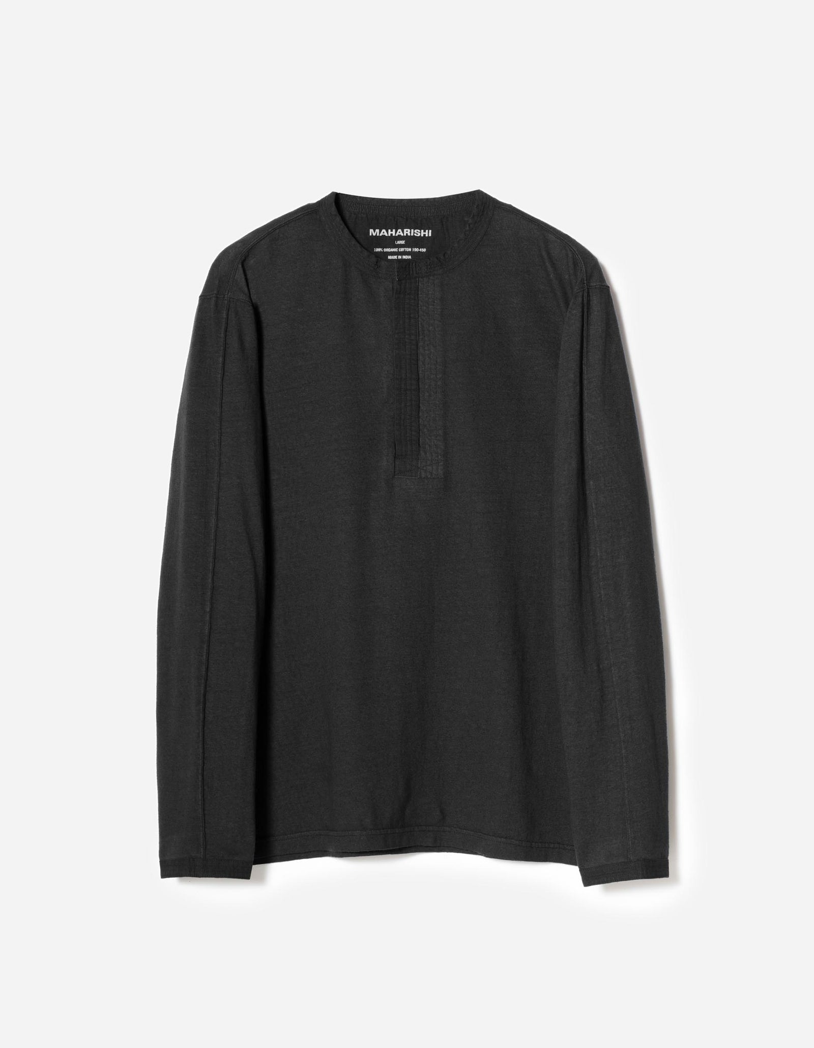 7208 Cotton Hemp Henley L/S T-Shirt Black