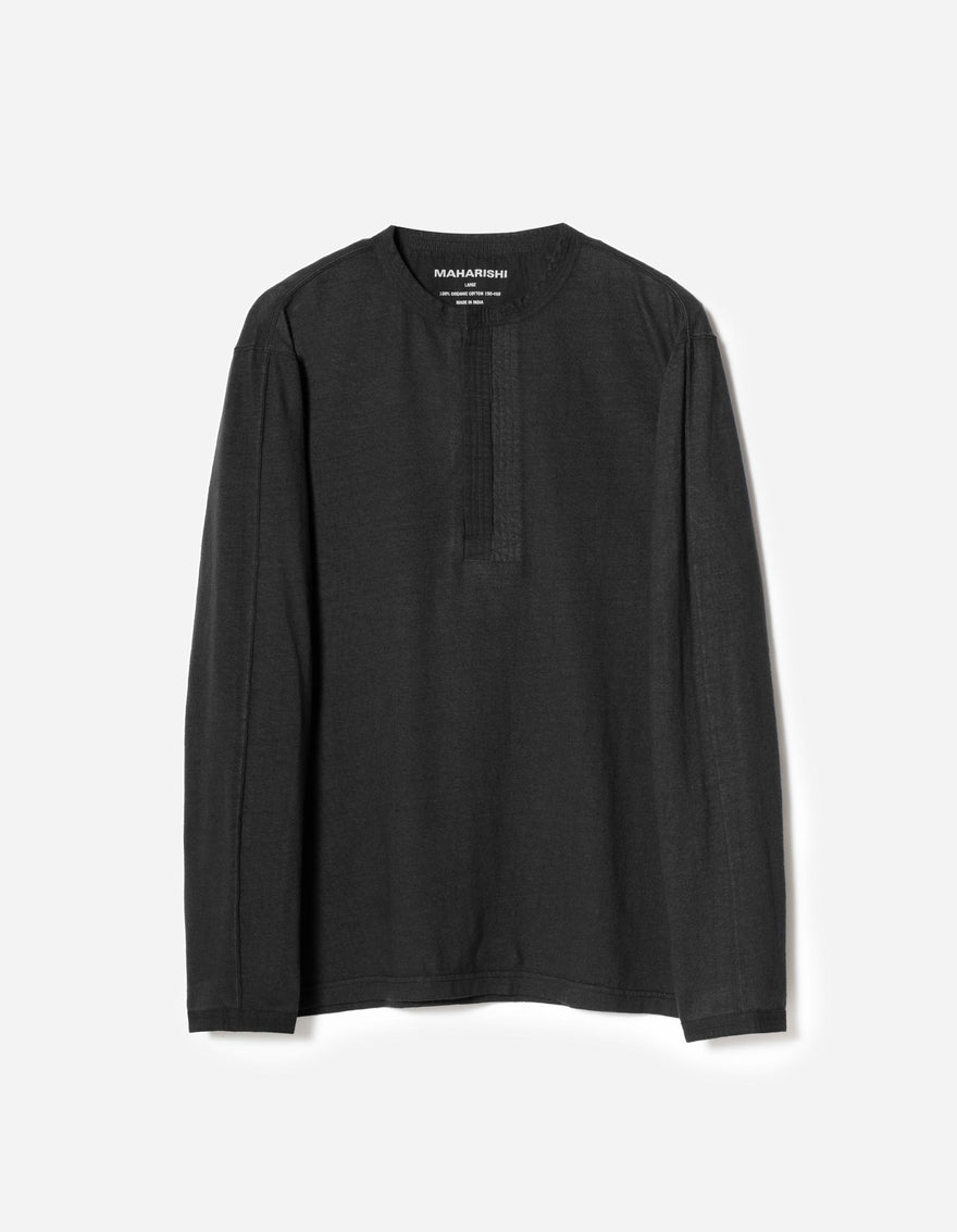 7208 Cotton Hemp Henley L/S T-Shirt Black