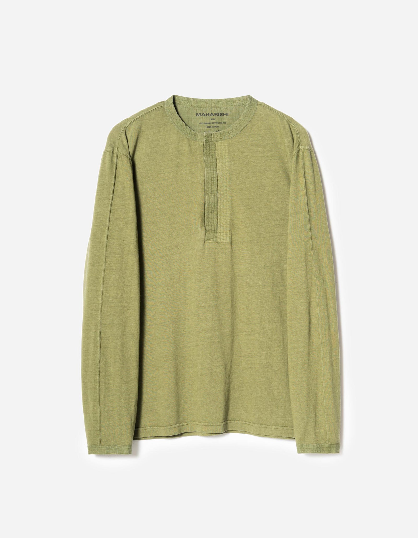 7208 Cotton Hemp Henley L/S T-Shirt Olive OG-107F