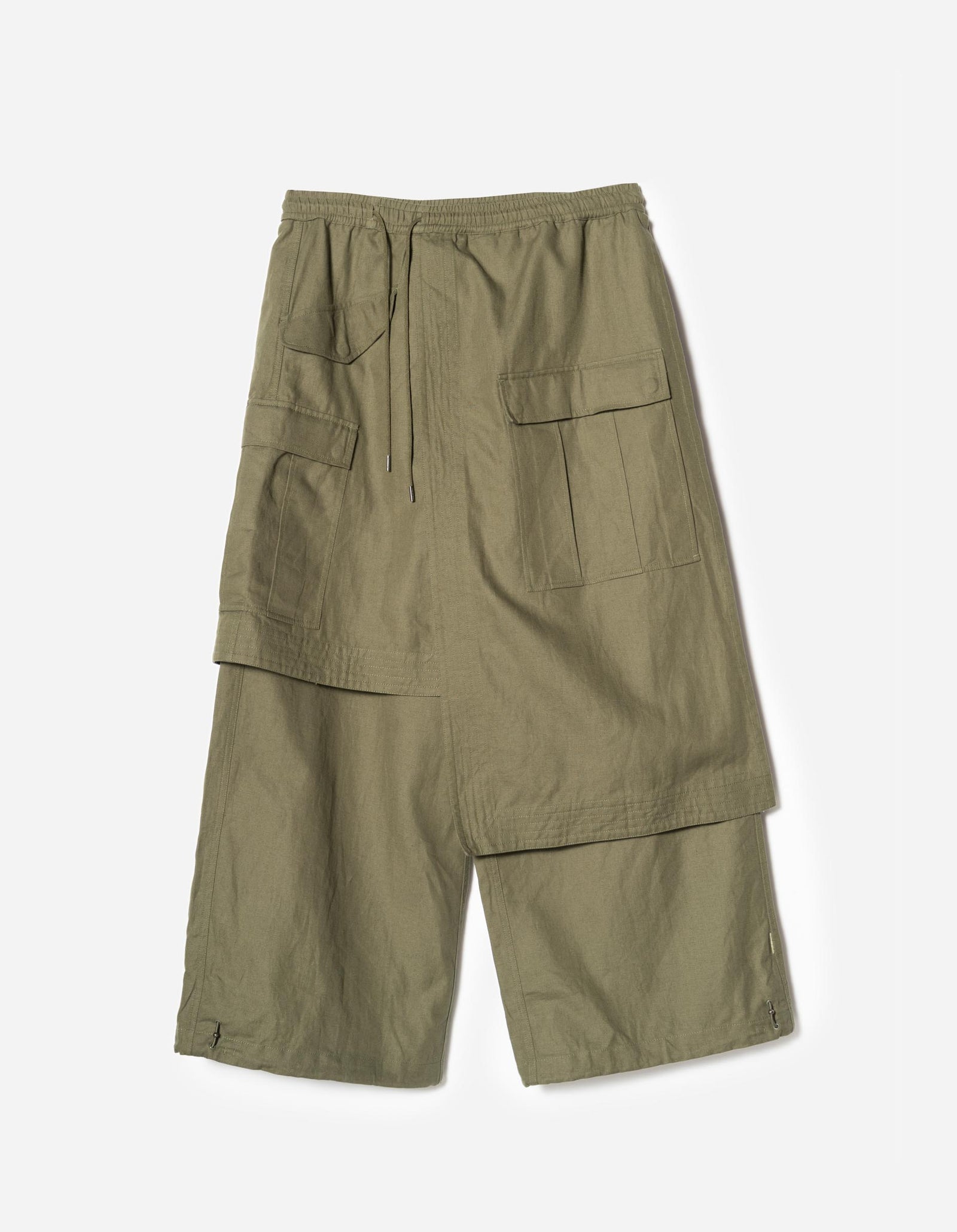 7232 Kirin Asym Cargo Hakama Pants Olive OG-107F