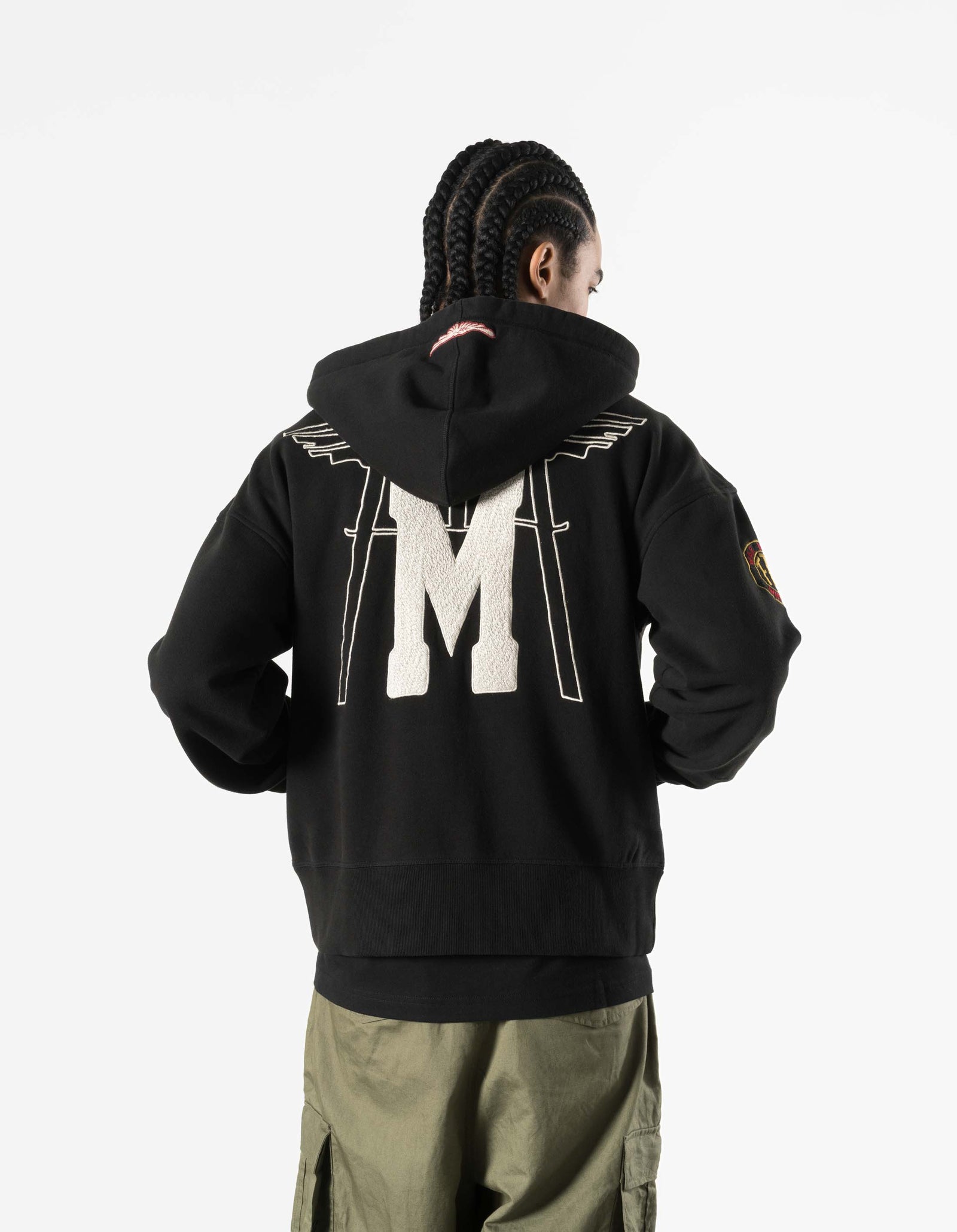 7244 Temple M Vintage Hooded Sweat Black
