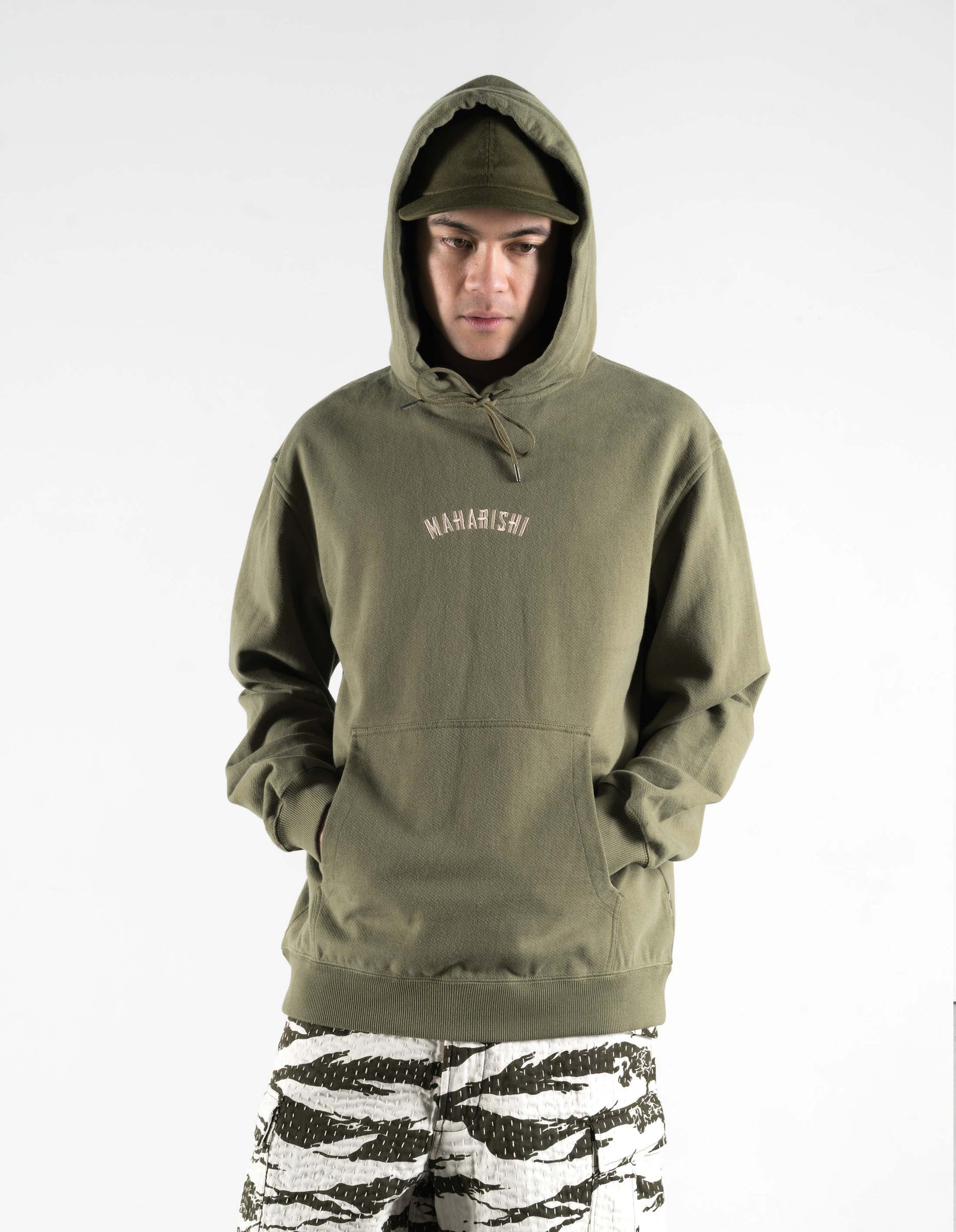 7287 Maharishi Organic Hooded Sweat Olive OG-107F