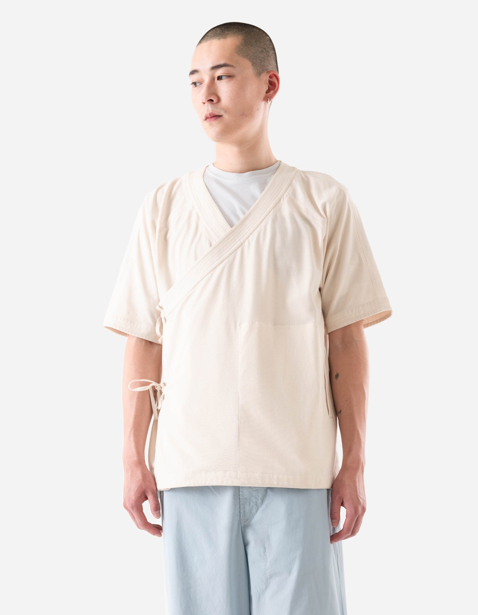 7309 Coolmax® Mesh Asym Monk Shirt Ecru