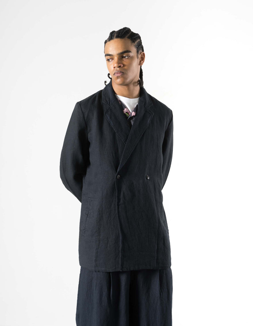 7311 Maha Asym Linen Blazer Navy