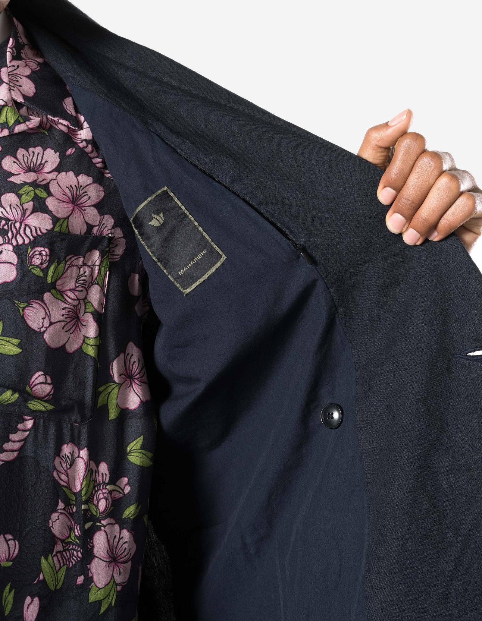 7311 Maha Asym Linen Blazer Navy