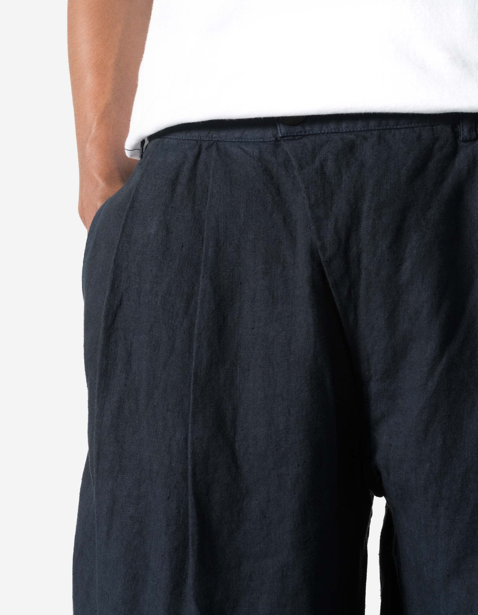 7312 Maha Asym Linen Pleated Pants Navy