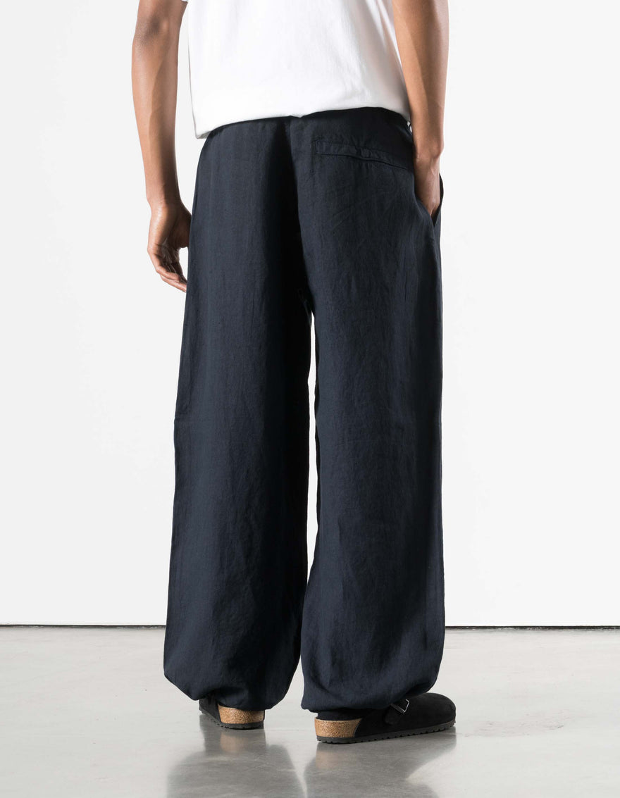 7312 Maha Asym Linen Pleated Pants Navy