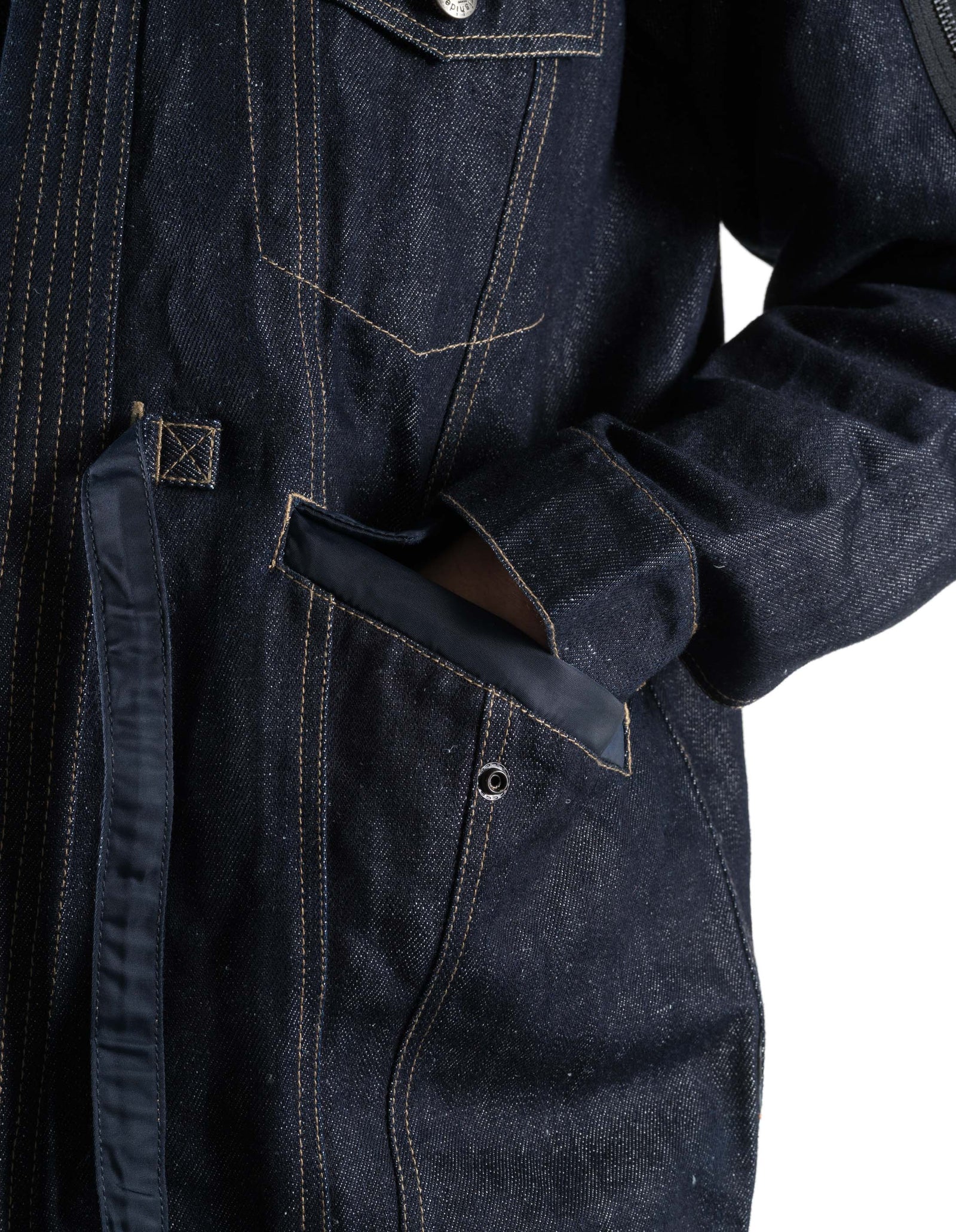 7314 L2-B Hemp Denim Trucker Kimono Indigo