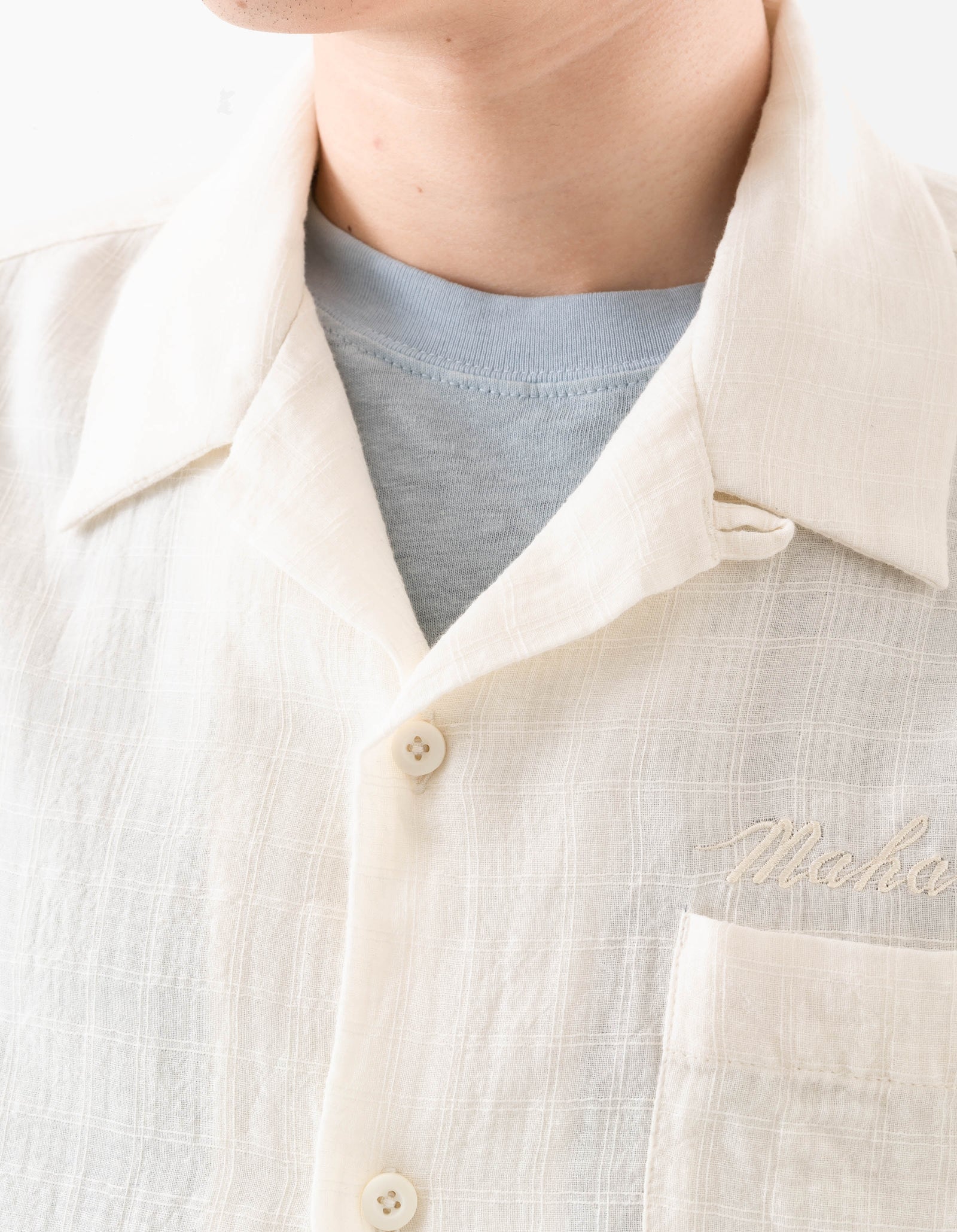 7316 Light Double Voile Cuban Shirt Ecru