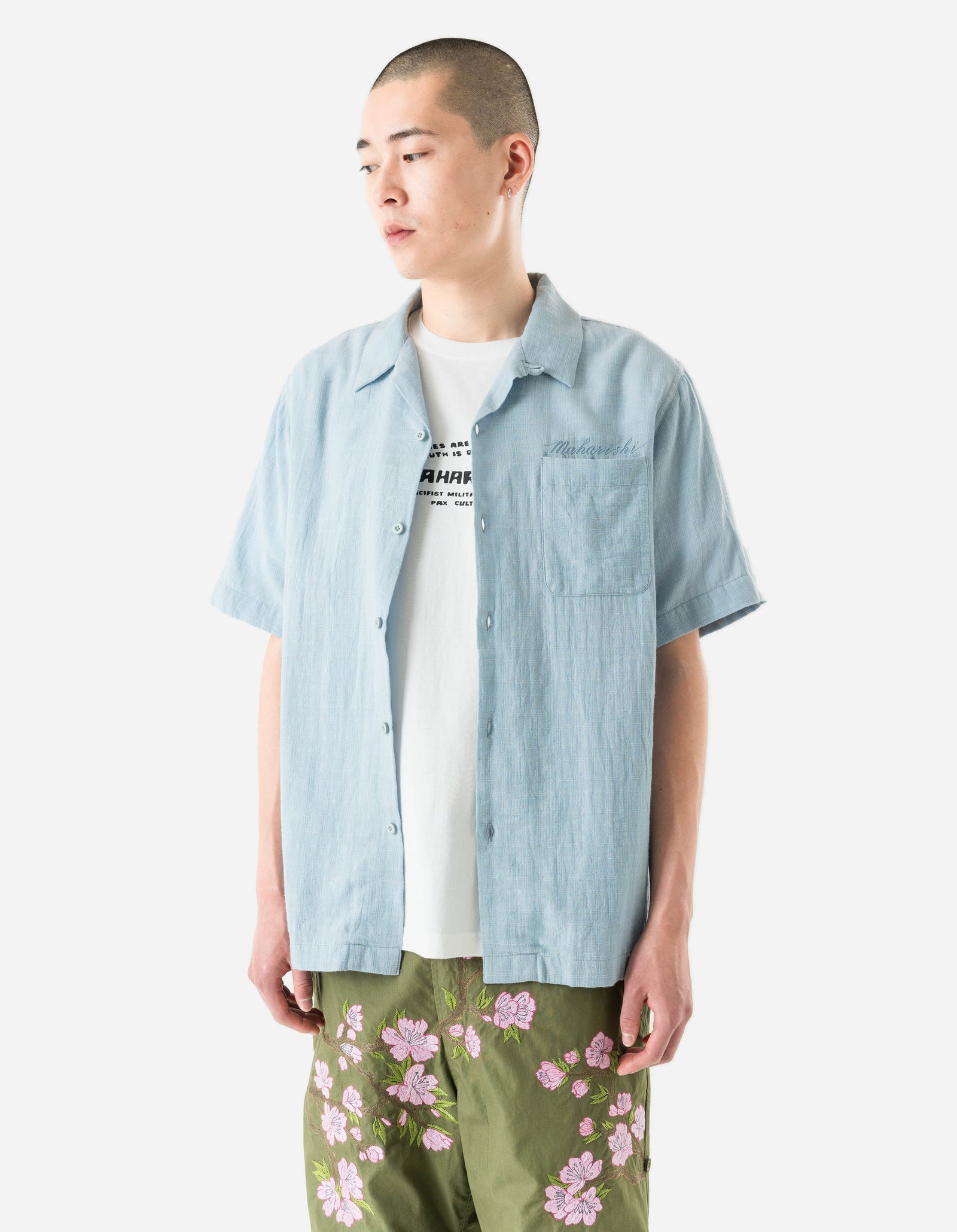 7316 Light Double Voile Cuban Shirt Light Blue