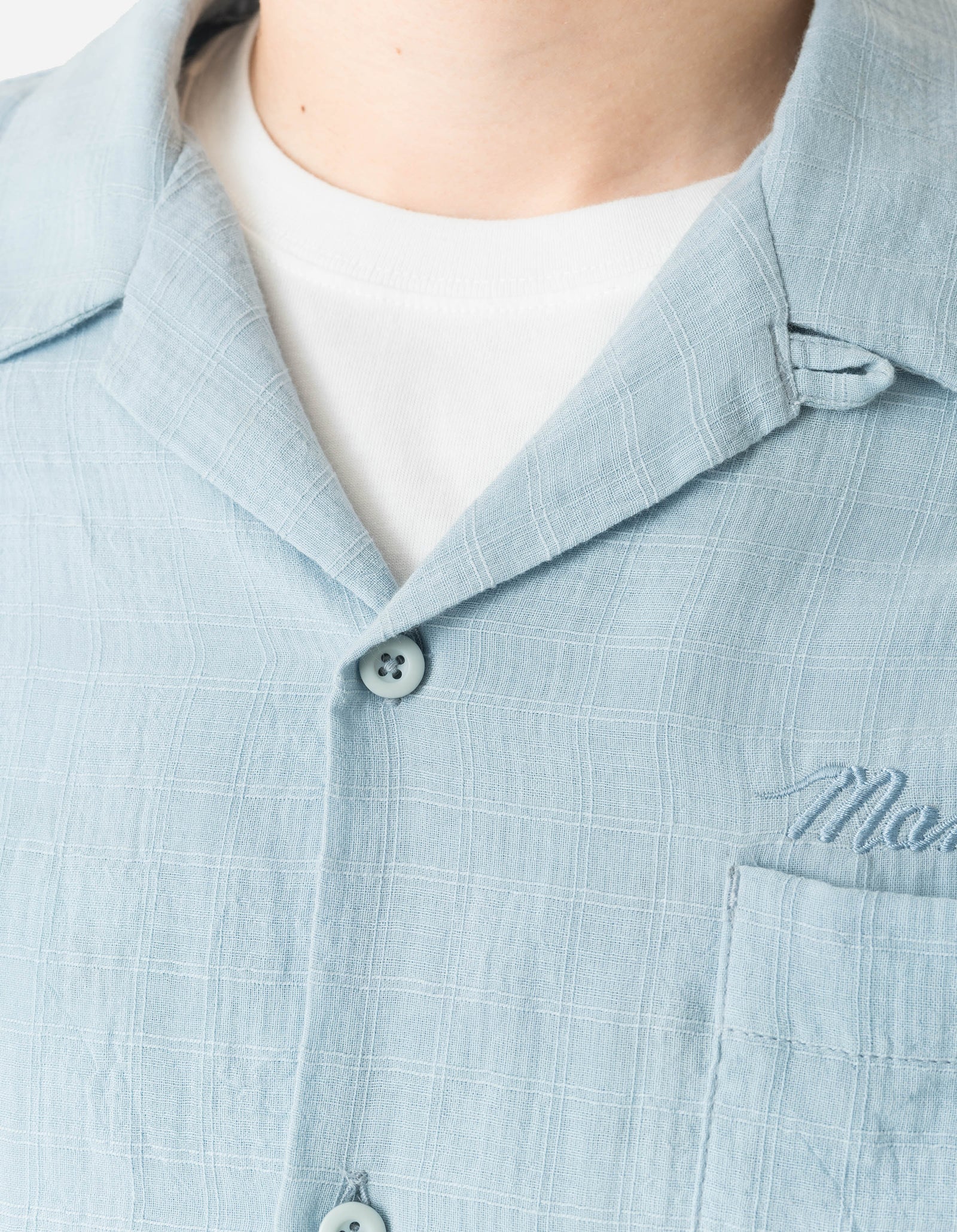 7316 Light Double Voile Cuban Shirt Light Blue
