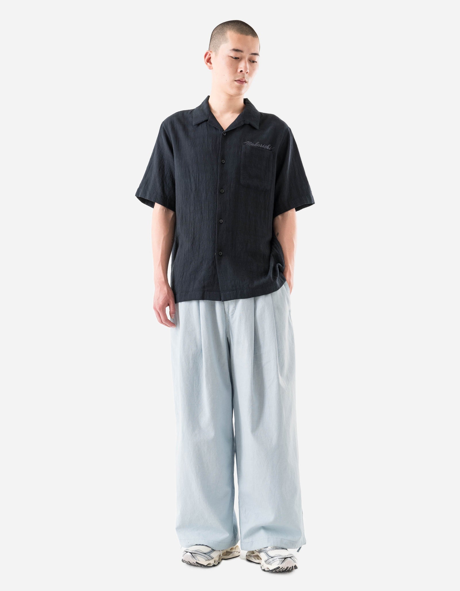 7316 Light Double Voile Cuban Shirt Navy