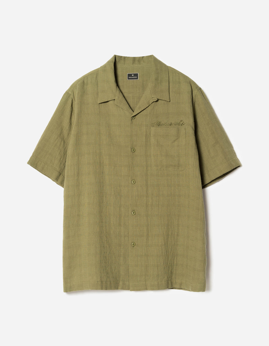 7316 Light Double Voile Cuban Shirt Olive OG-107F