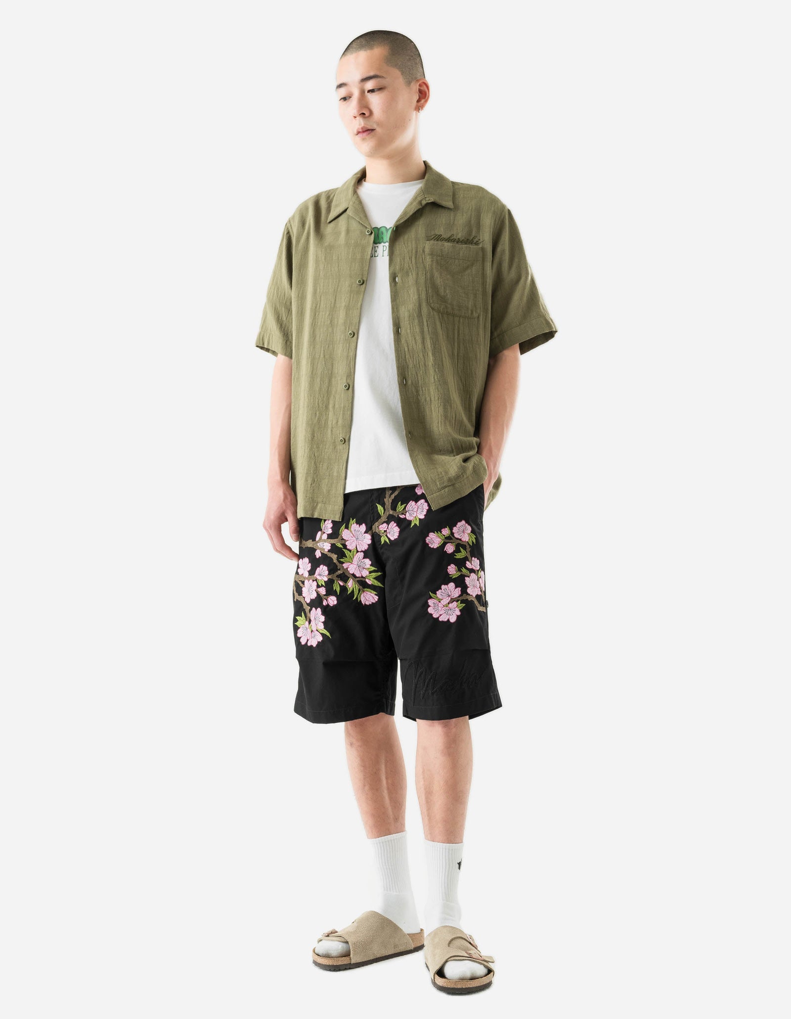 7316 Light Double Voile Cuban Shirt Olive OG-107F