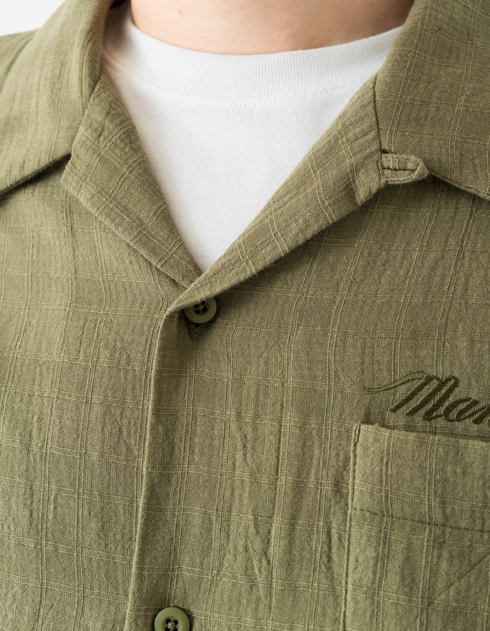 7316 Light Double Voile Cuban Shirt Olive OG-107F