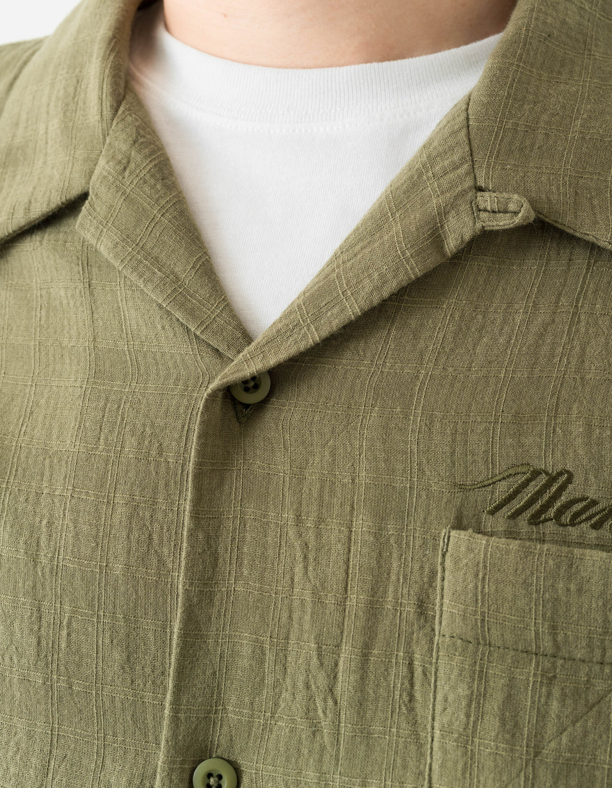 7316 Light Double Voile Cuban Shirt Olive OG-107F